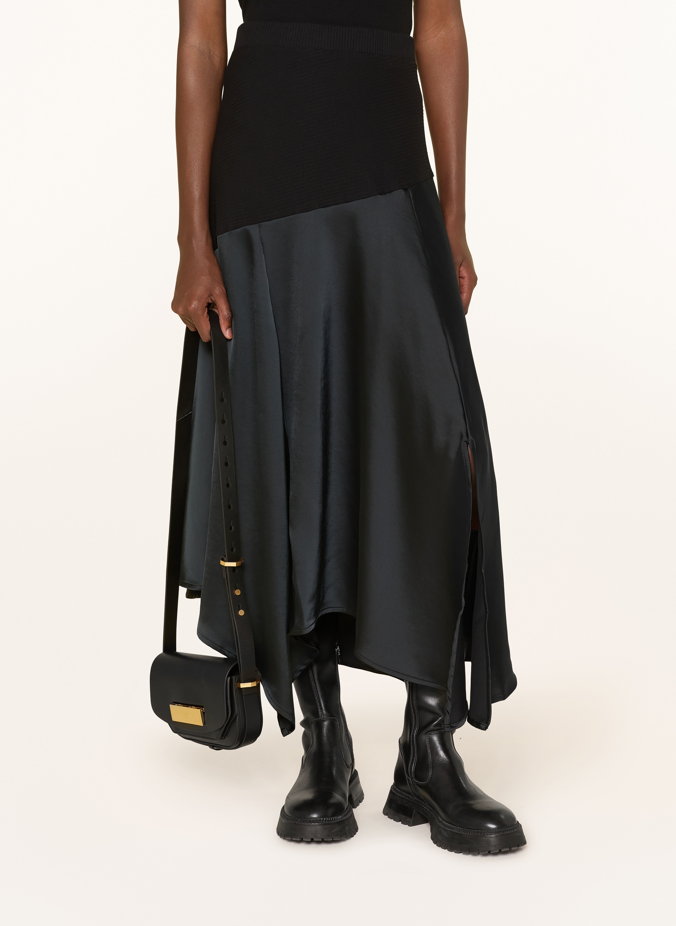 Thumbnail - Allsaints Rock Pia Im Materialmix schwarz