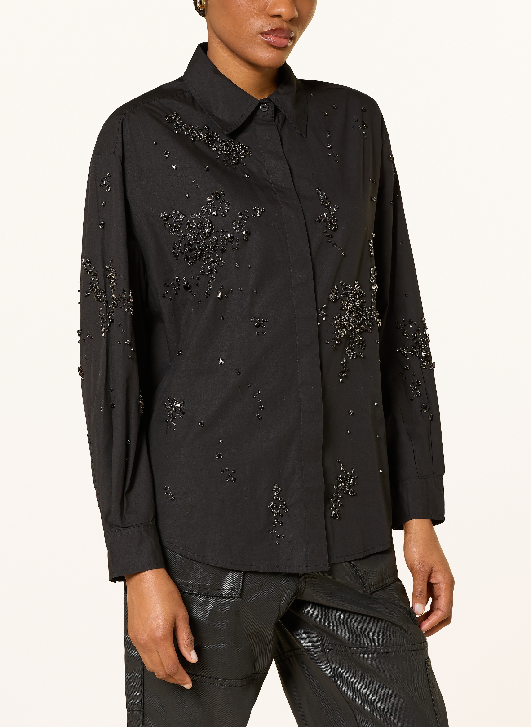 Thumbnail - Allsaints Hemdbluse Gemi Mit Schmucksteinen schwarz