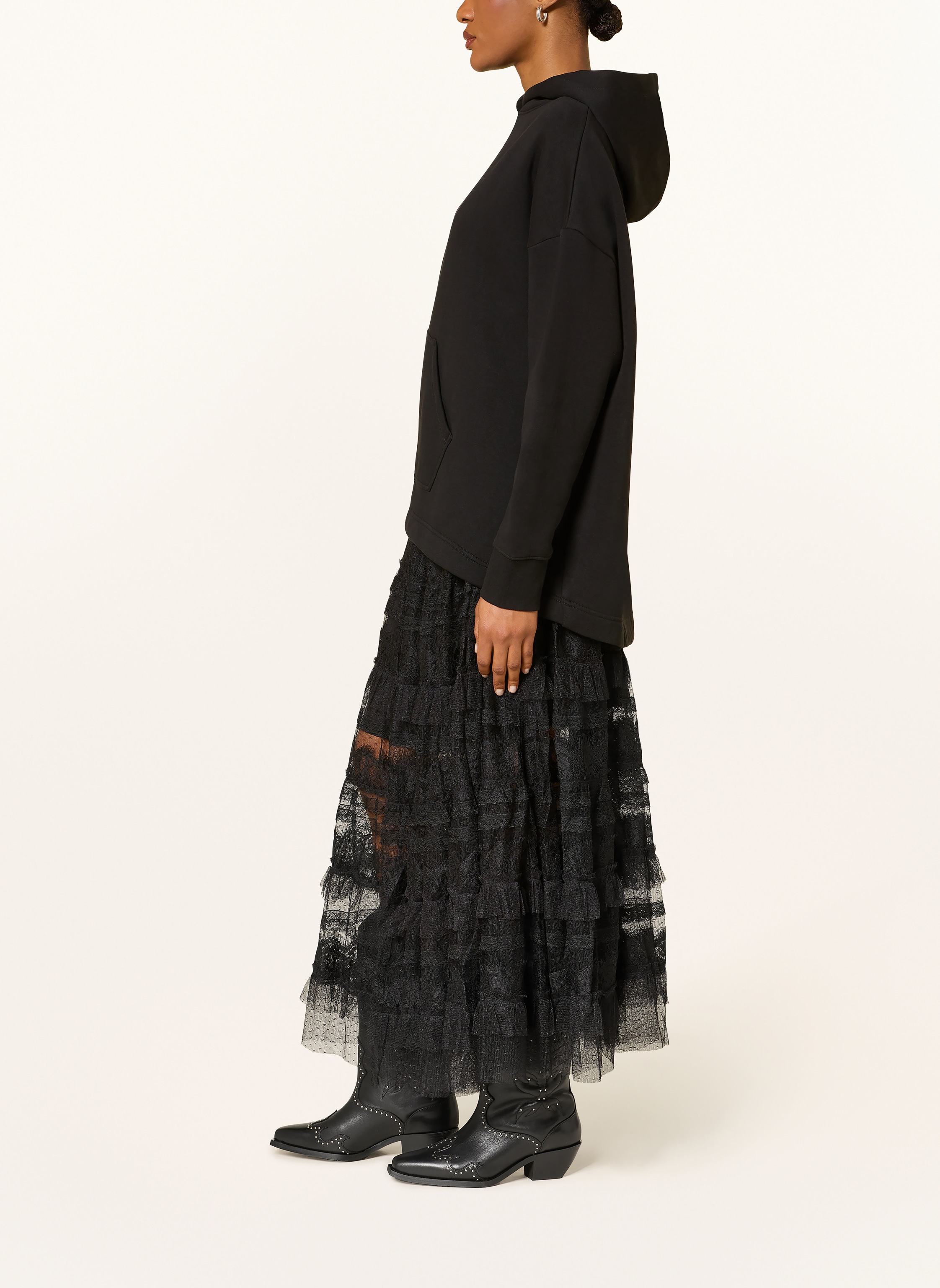 Thumbnail - Allsaints Oversized-Hoodie Craneo Etie Mit Spitze schwarz