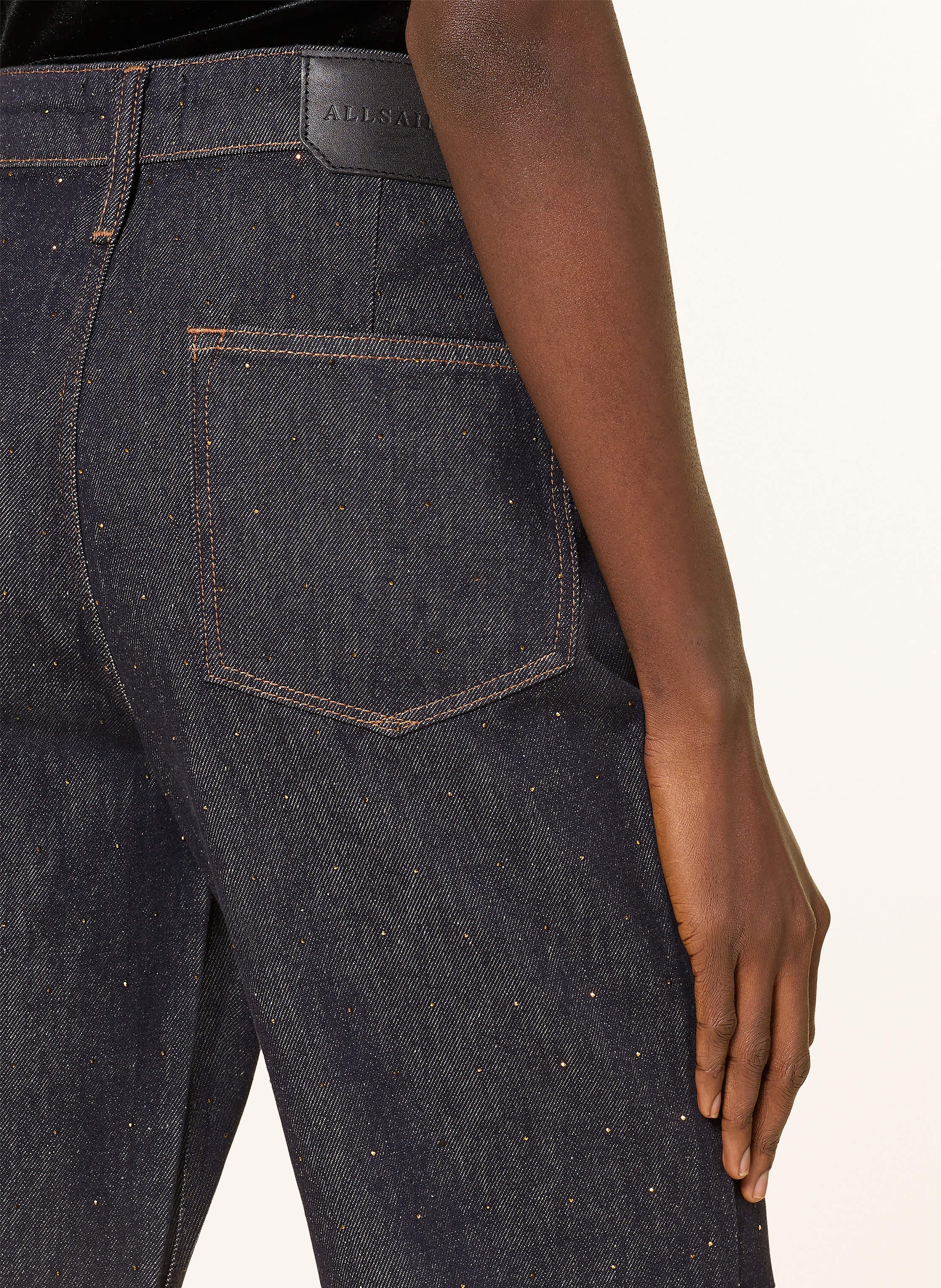 Thumbnail - Allsaints Wide Leg Jeans Ember Mit Schmucksteinen blau