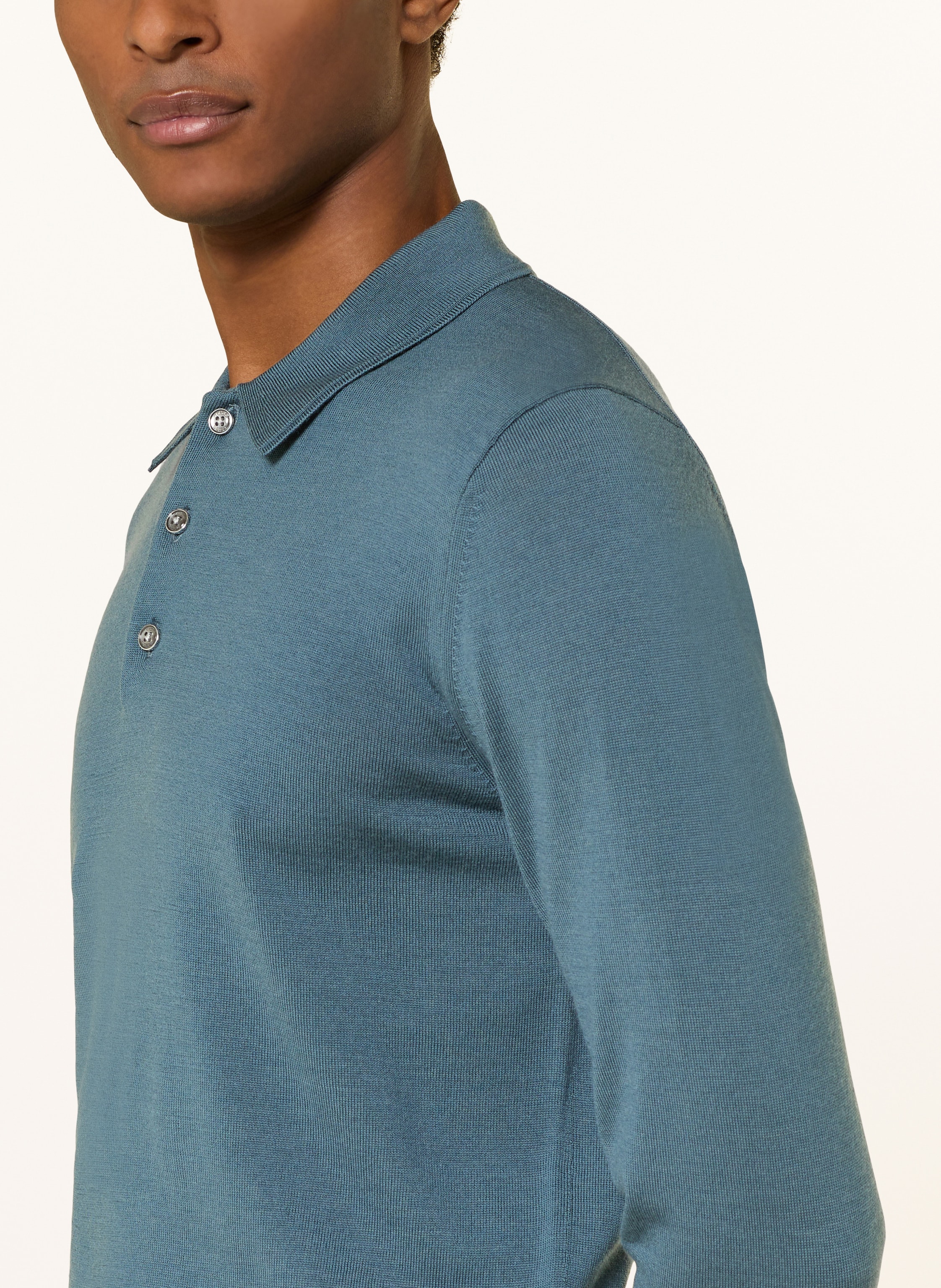Thumbnail - Reiss Strick-Poloshirt Trafford blau