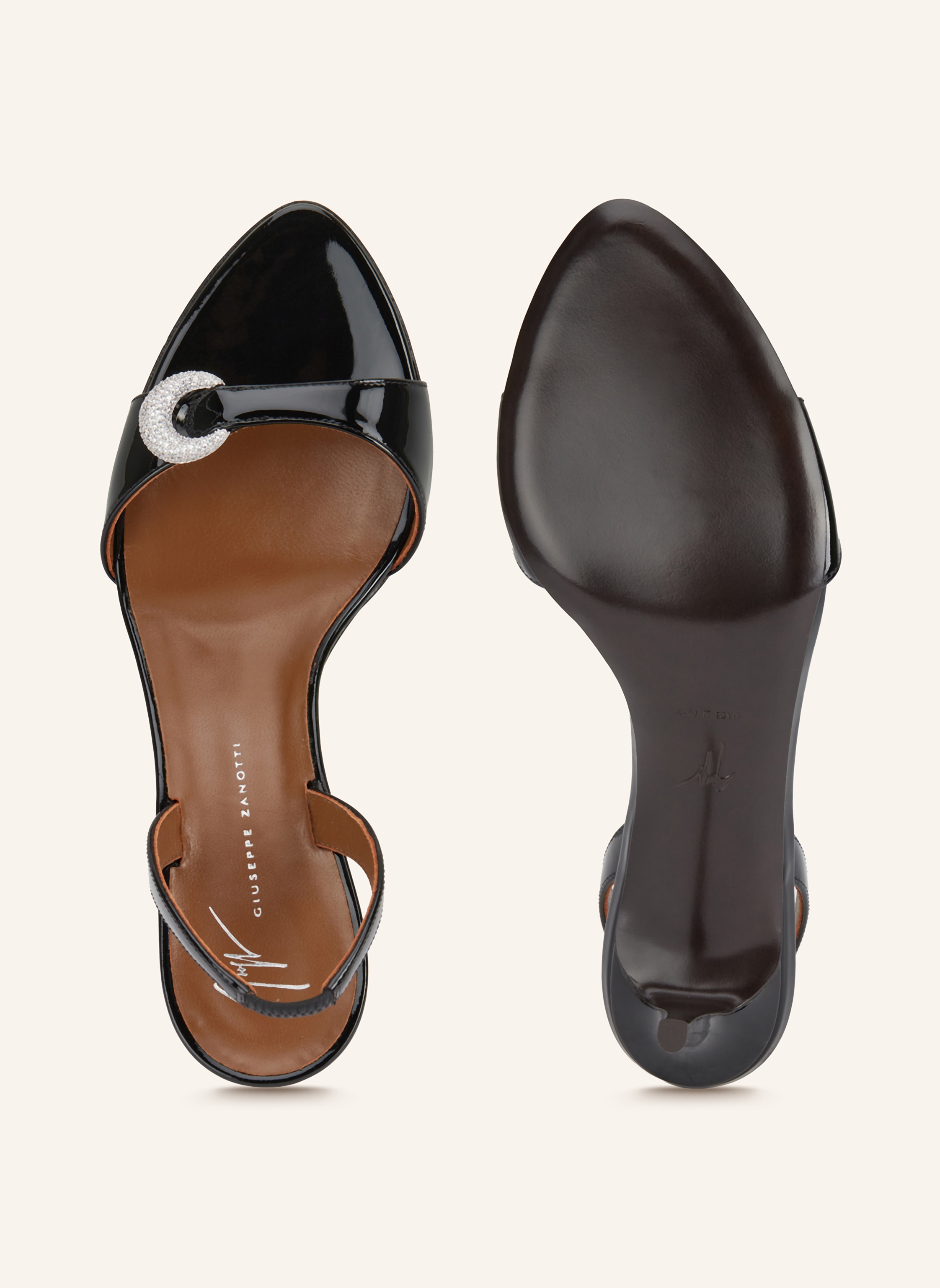 Thumbnail - Giuseppe Zanotti Design Lacksandaletten Mit Schmucksteinen schwarz