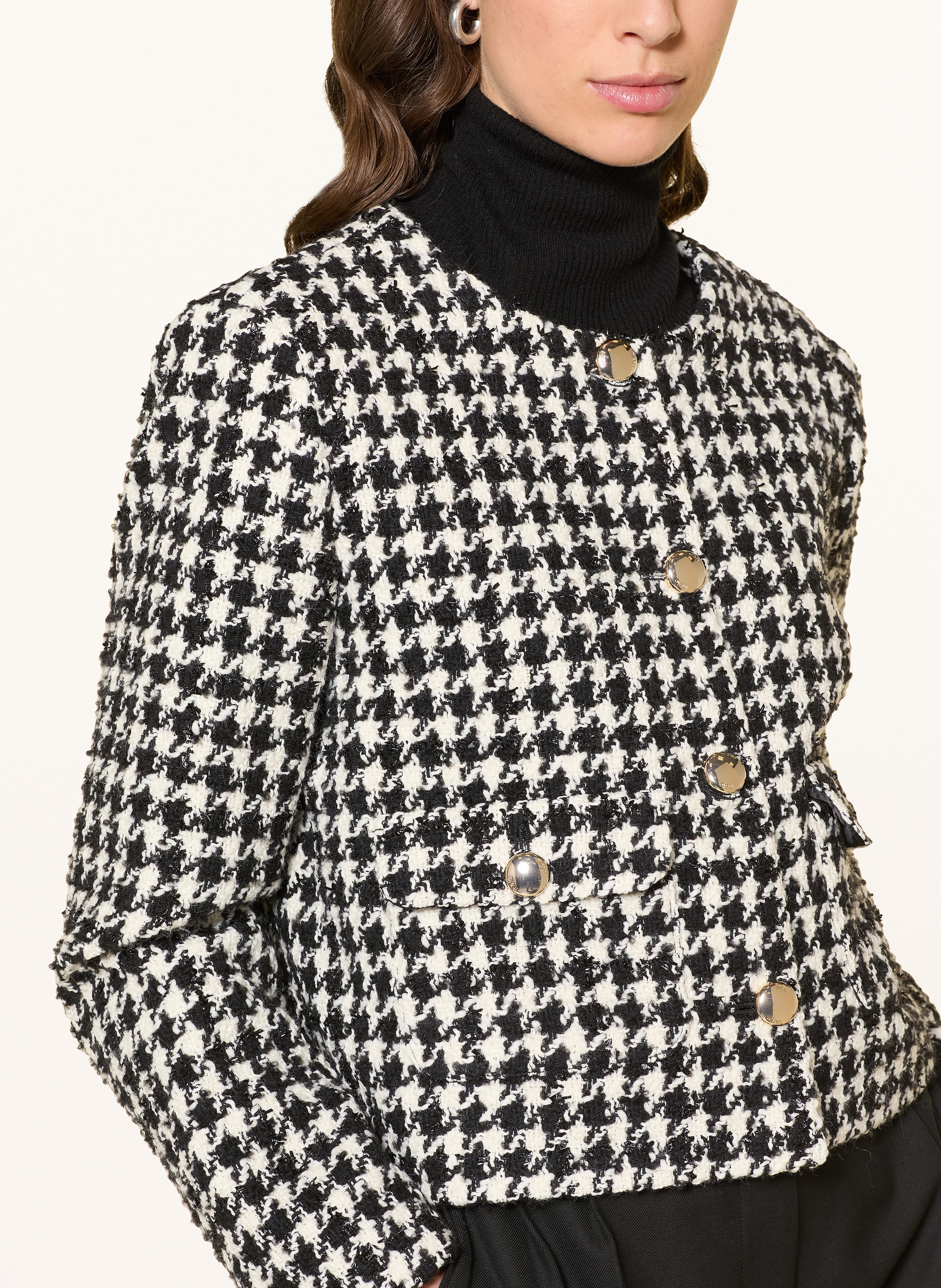 Thumbnail - Maje Kastenjacke Aus Tweed Mit Glitzergarn schwarz