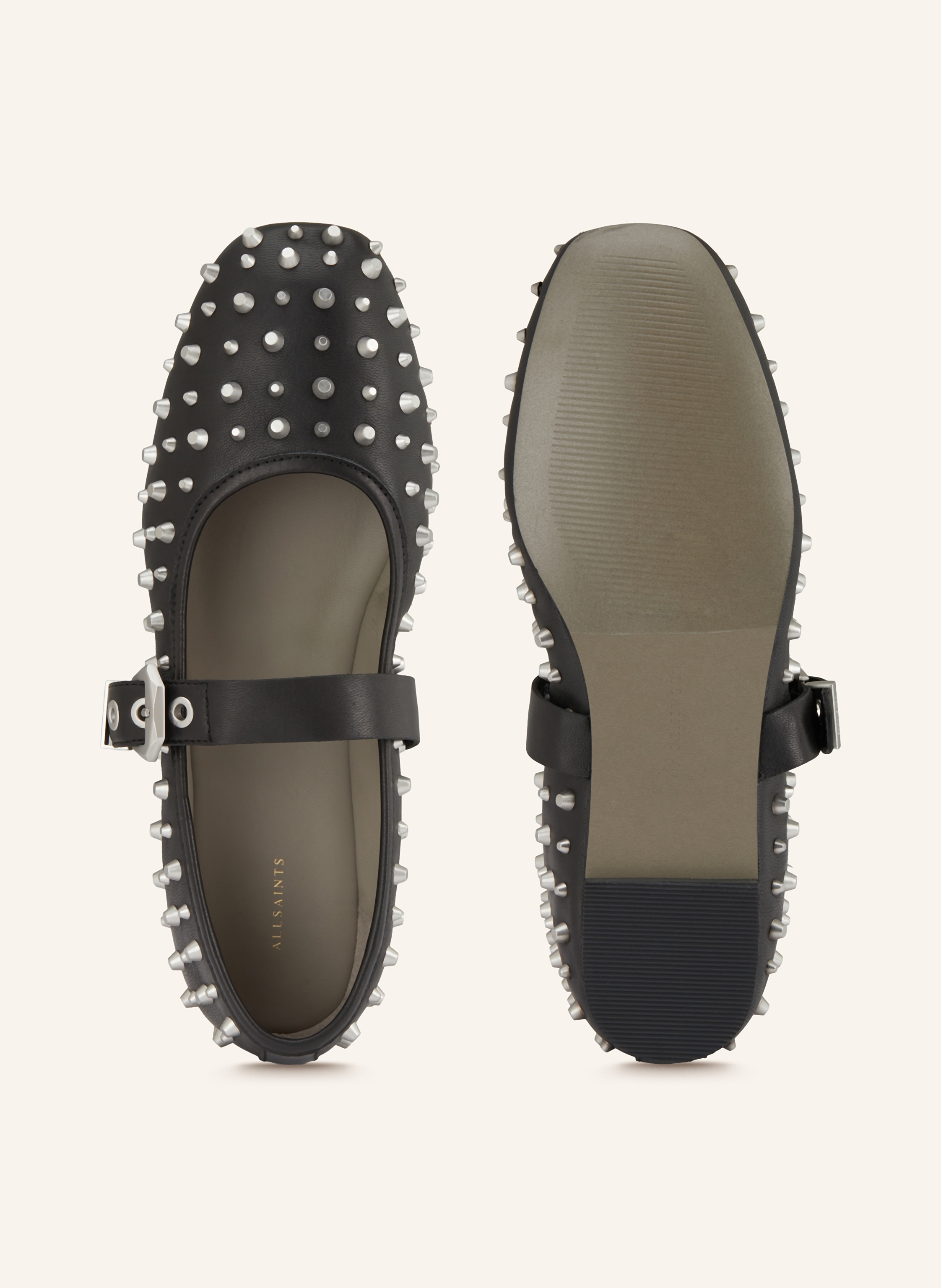 Thumbnail - Allsaints Mary-Jane-Ballerinas Holly Stud schwarz