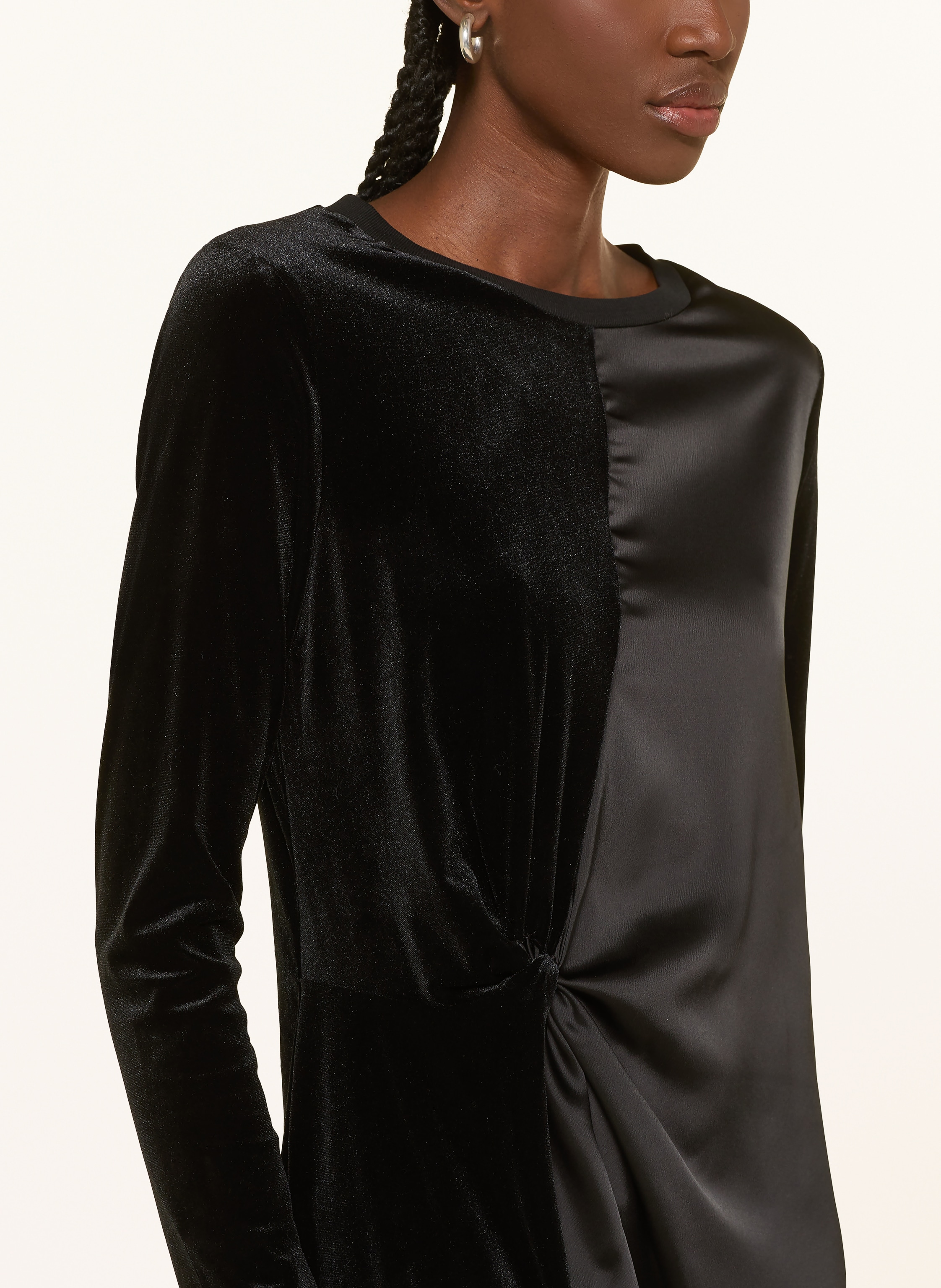 Thumbnail - Allsaints Kleid Im Materialmix schwarz