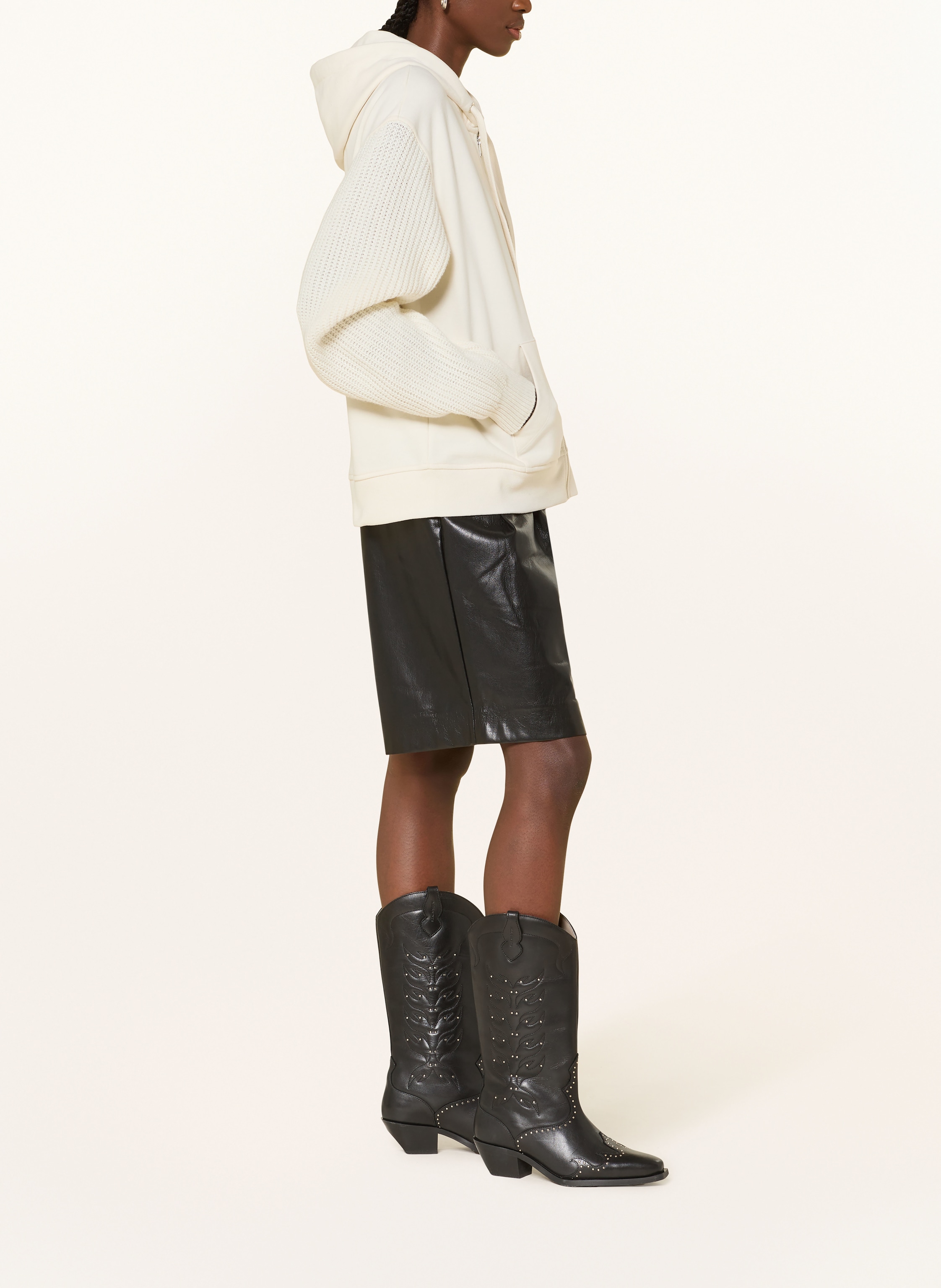 Thumbnail - Allsaints Sweatjacke Amphie Im Materialmix weiss