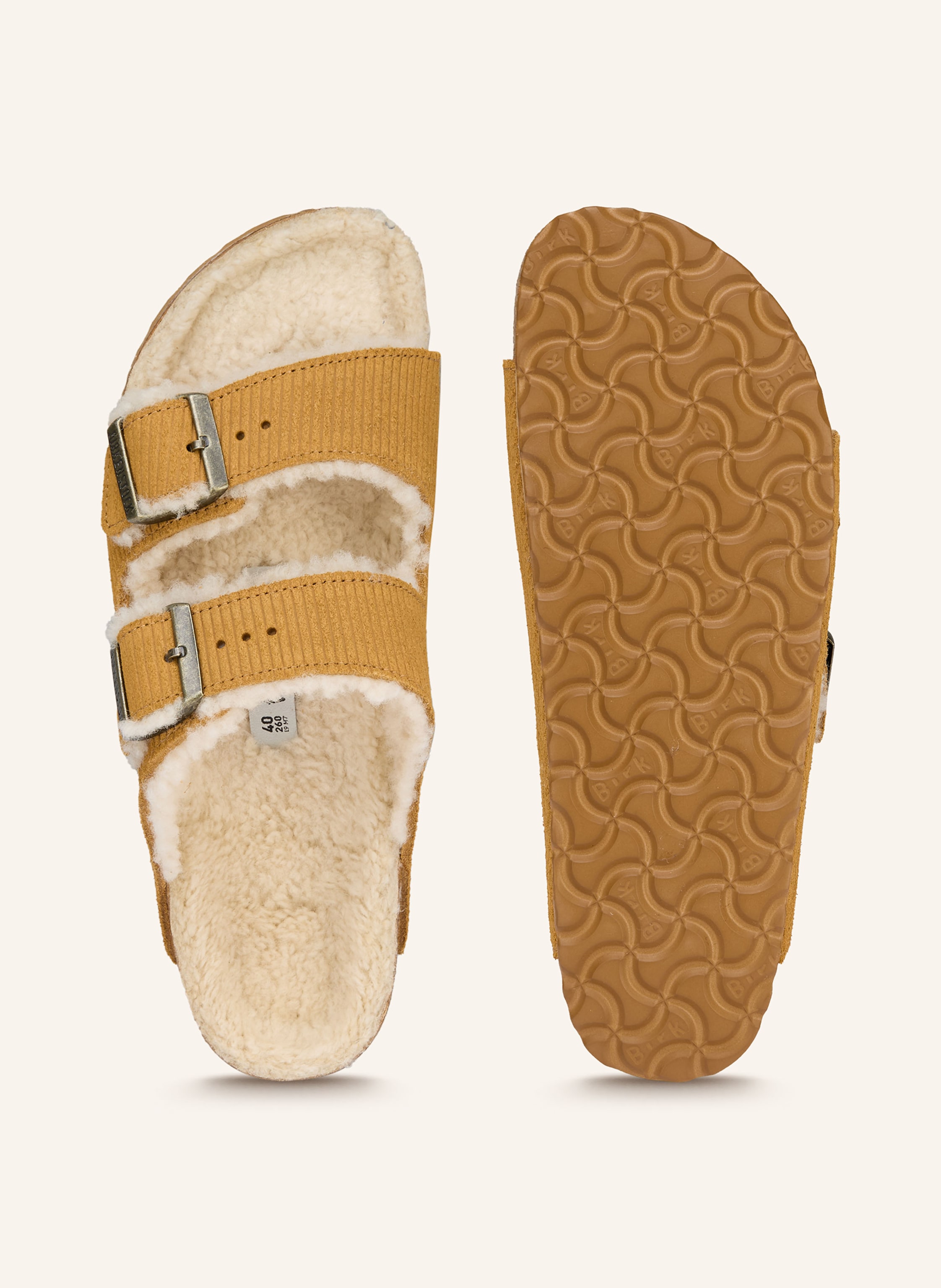 Thumbnail - Birkenstock Pantoletten Arizona Teddy Leve braun