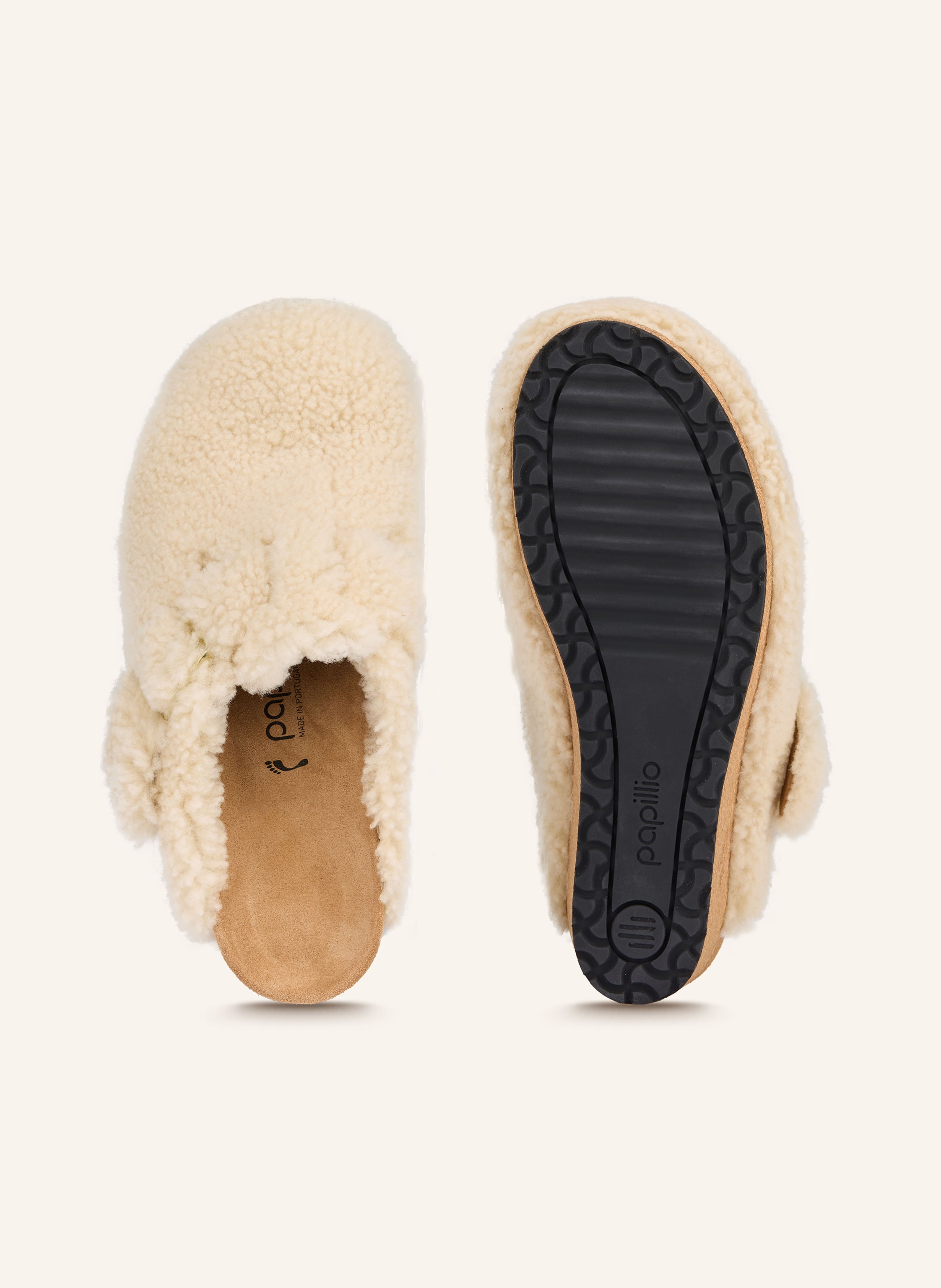 Thumbnail - Birkenstock Plateau-Mules Fanny Teddy beige