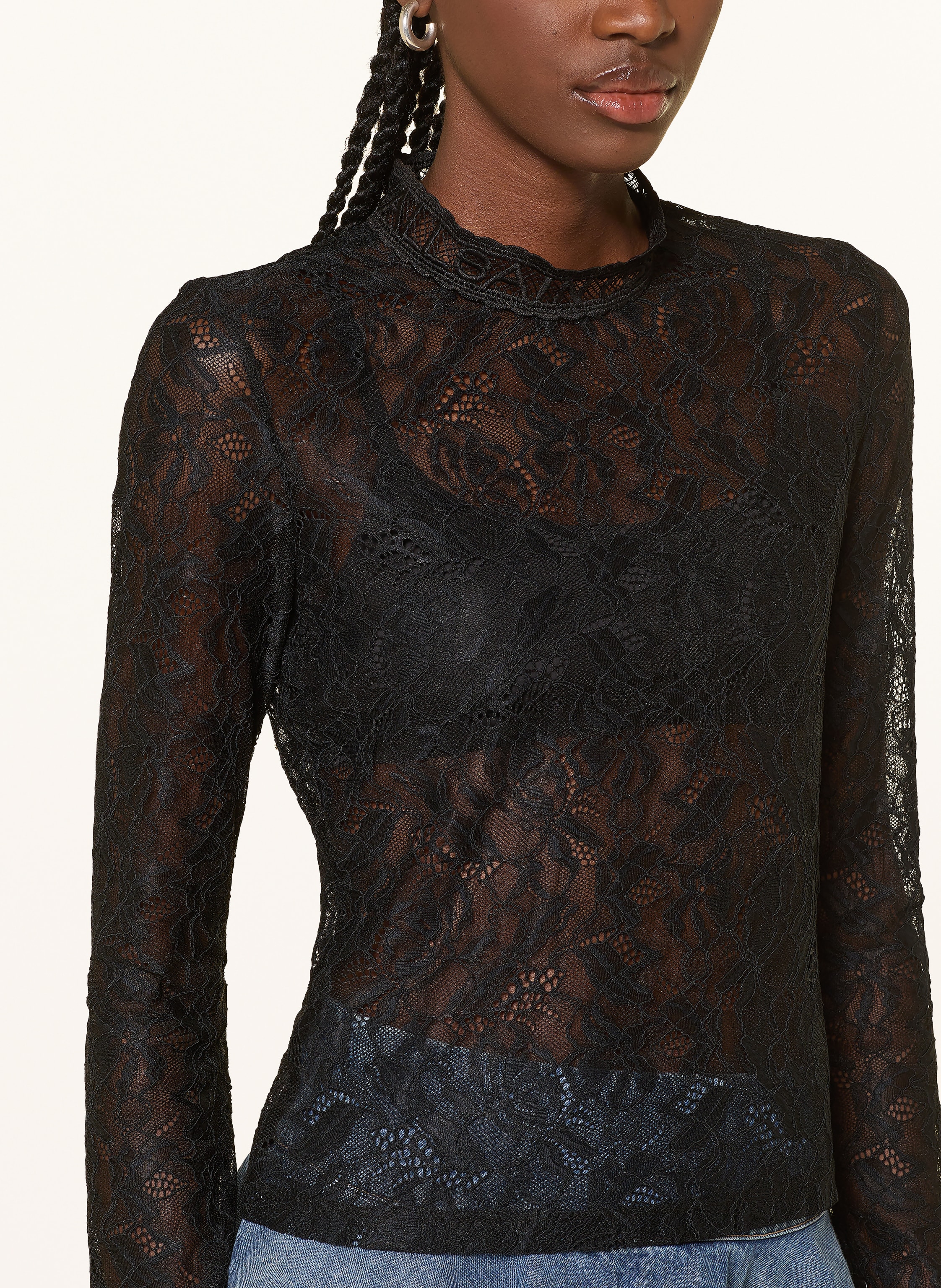 Thumbnail - Allsaints Longsleeve Aria Aus Spitze schwarz