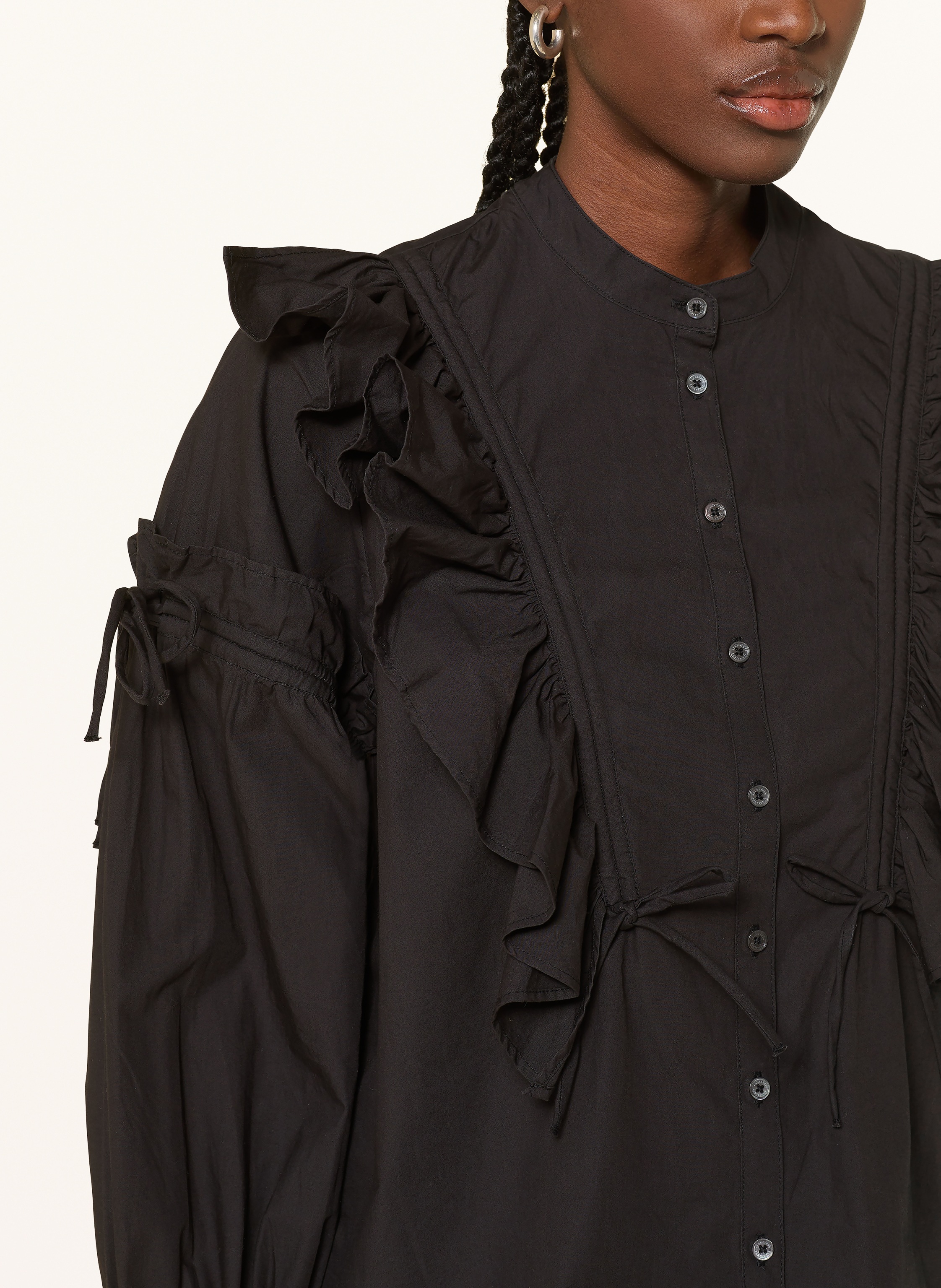 Thumbnail - Allsaints Bluse Lulu Mit Volants schwarz