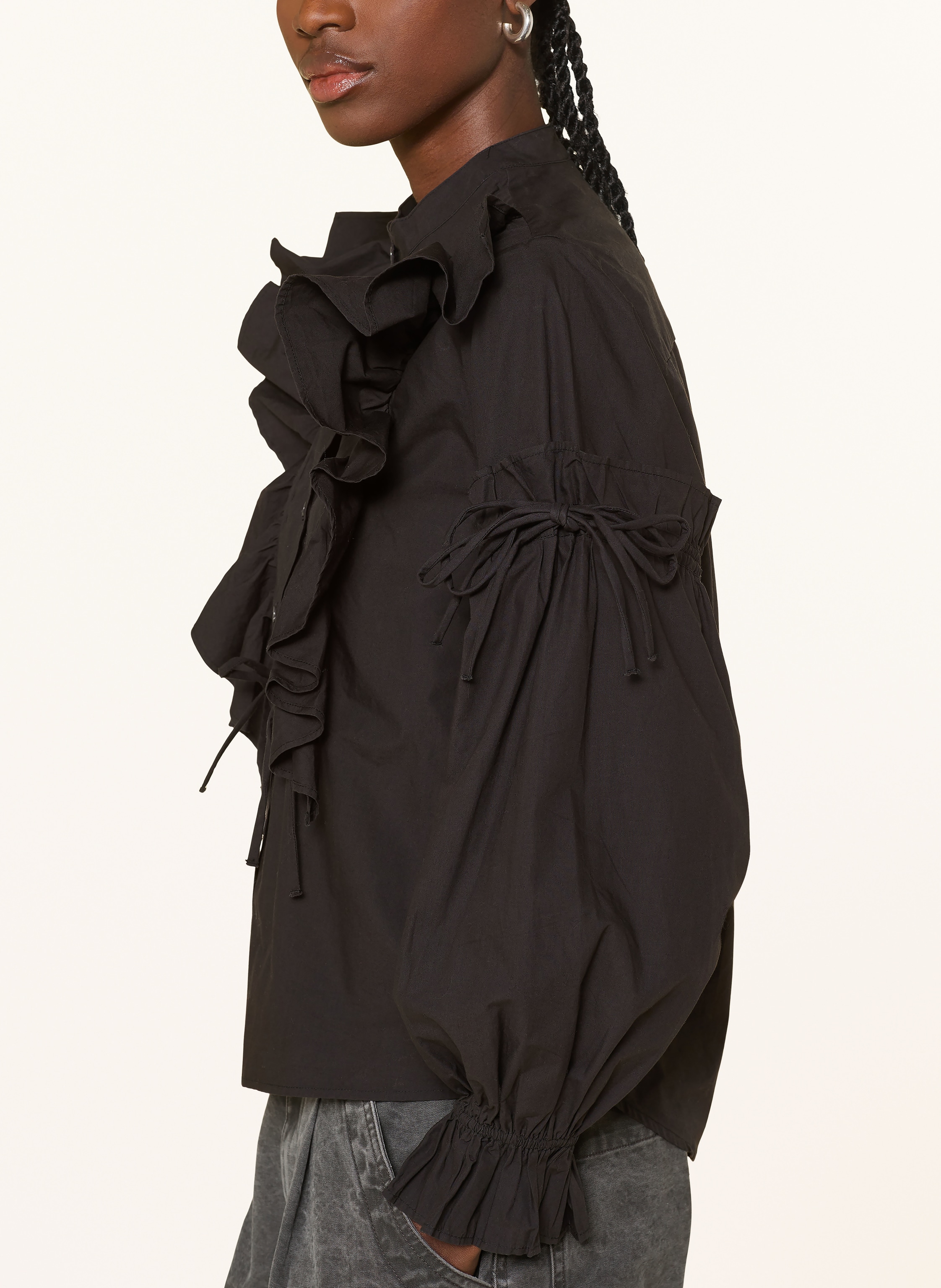 Thumbnail - Allsaints Bluse Lulu Mit Volants schwarz