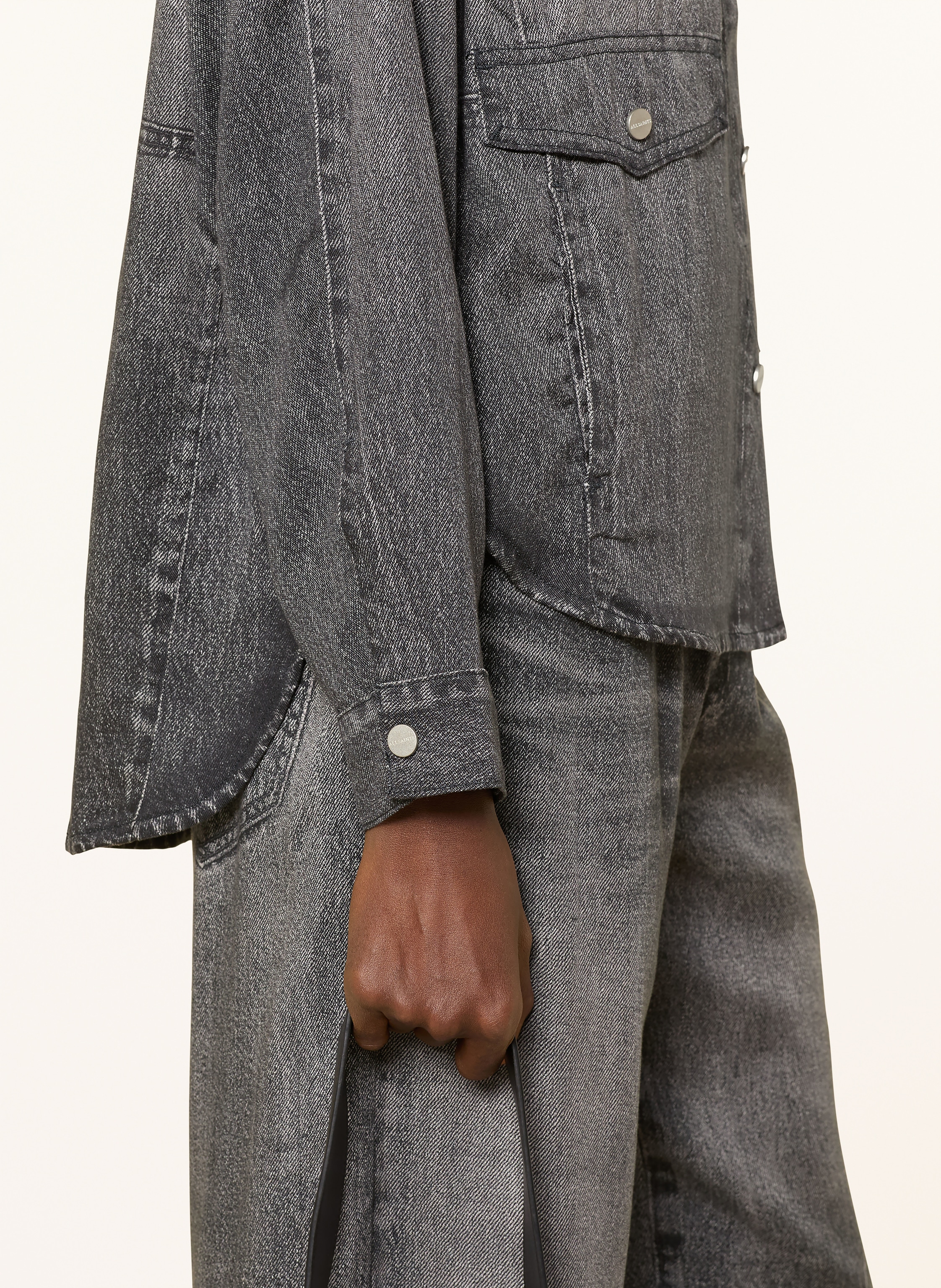 Thumbnail - Allsaints Hemdbluse Hettie In Jeansoptik grau