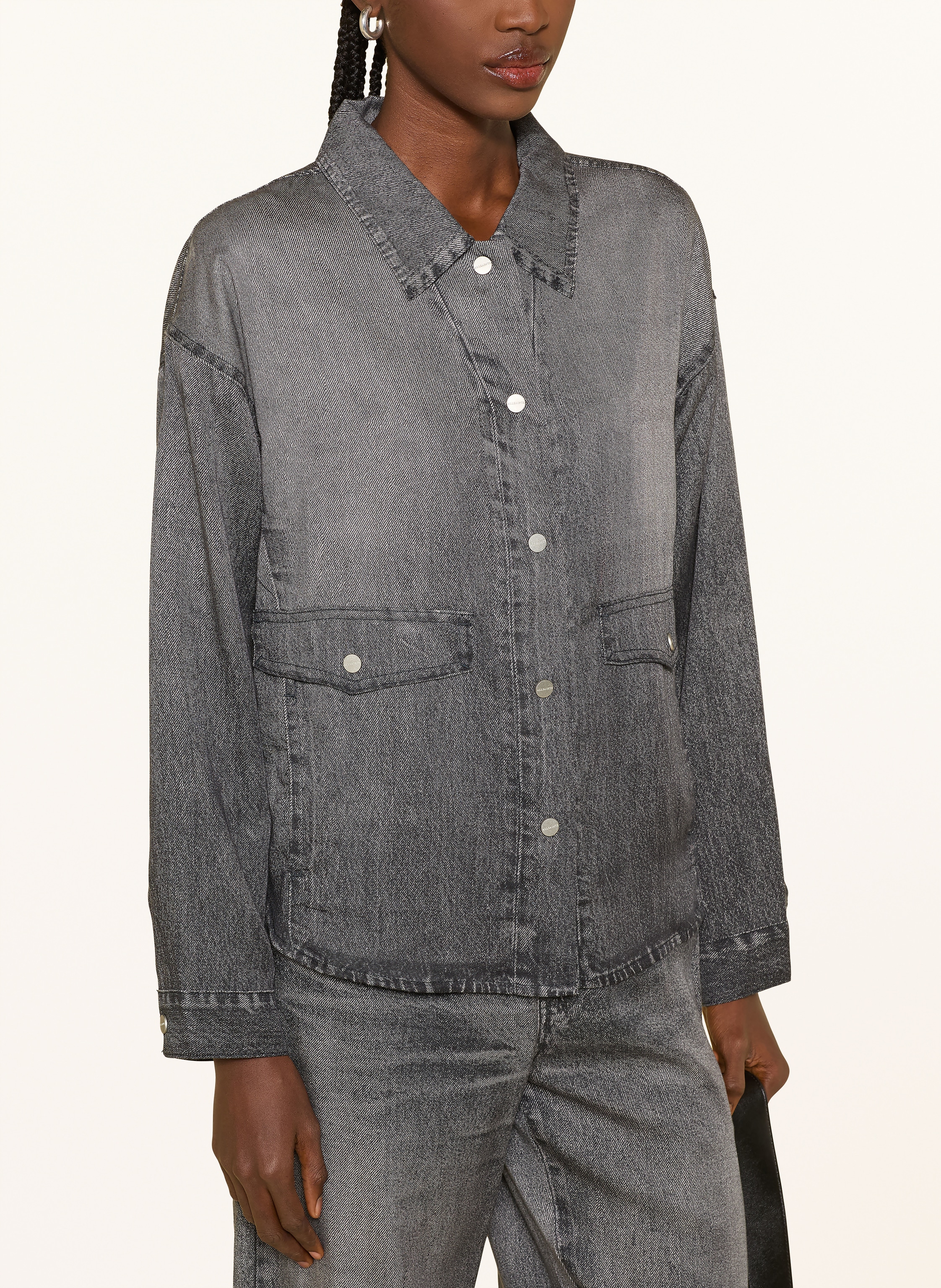 Thumbnail - Allsaints Hemdbluse Hettie In Jeansoptik grau