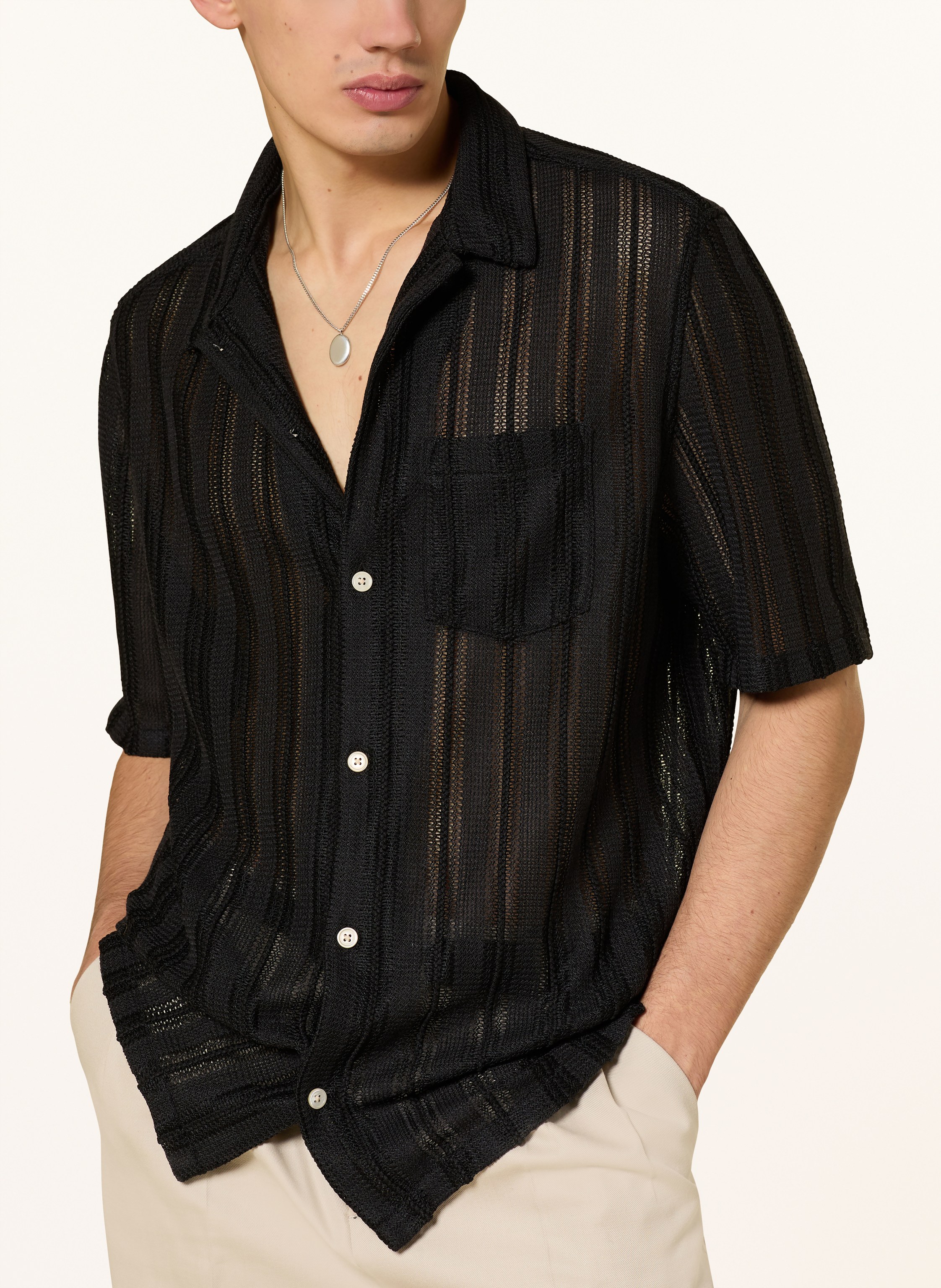 Thumbnail - Allsaints Kurzarm-Hemd Sylvan Relaxed Fit schwarz