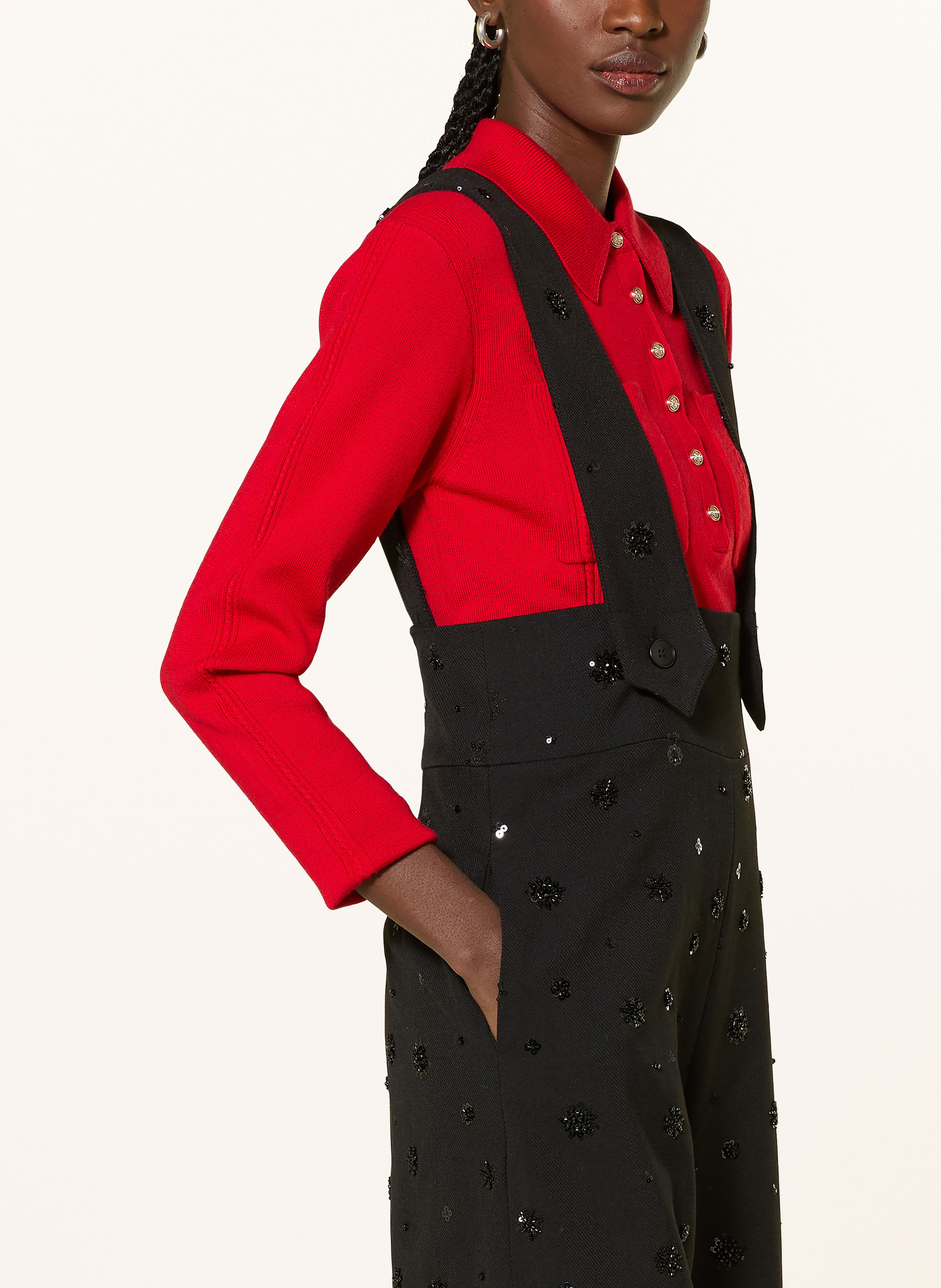 Thumbnail - Maje Latzhose Mit Pailletten schwarz