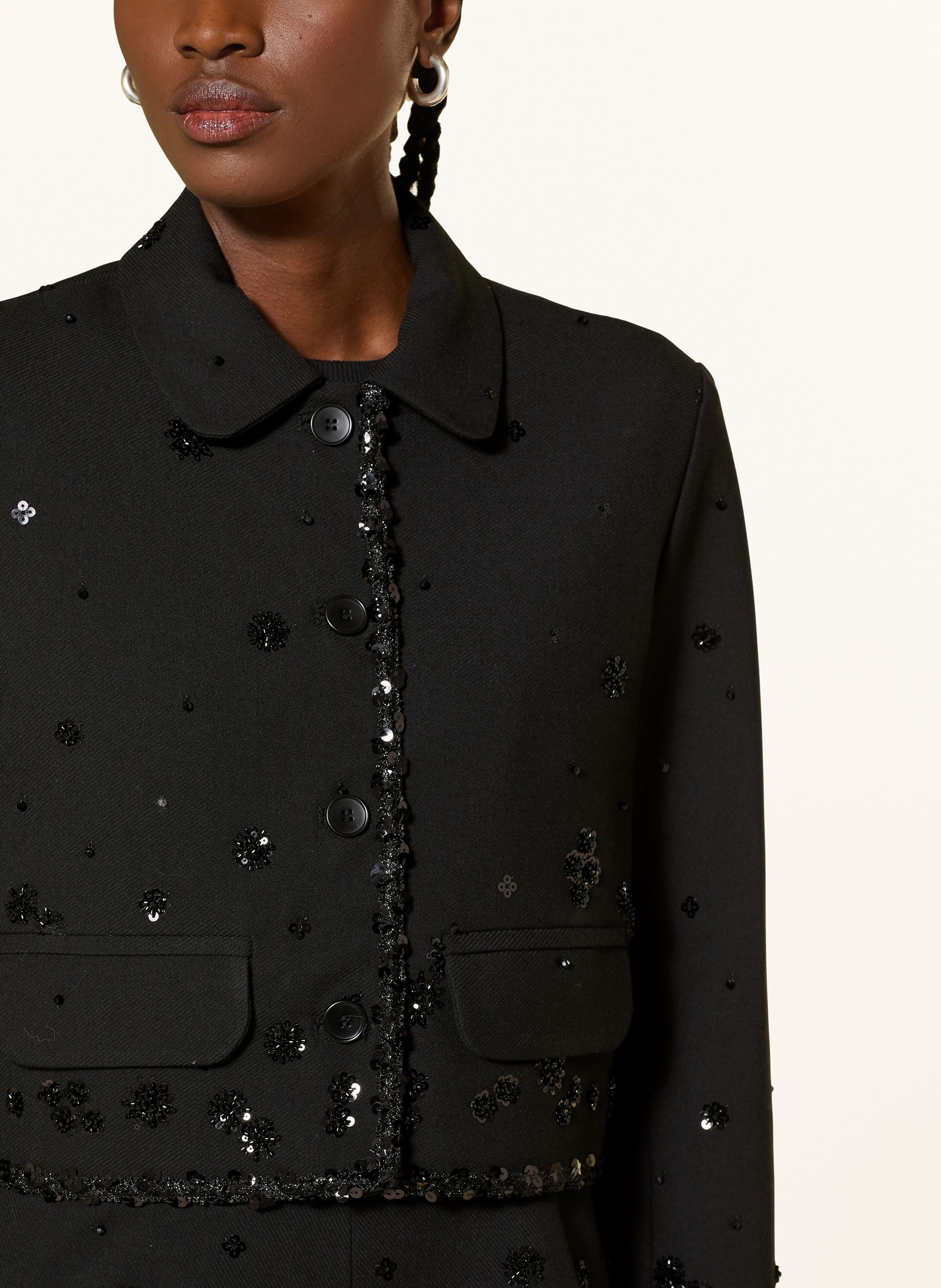 Thumbnail - Maje Kastenjacke Mit Pailletten schwarz