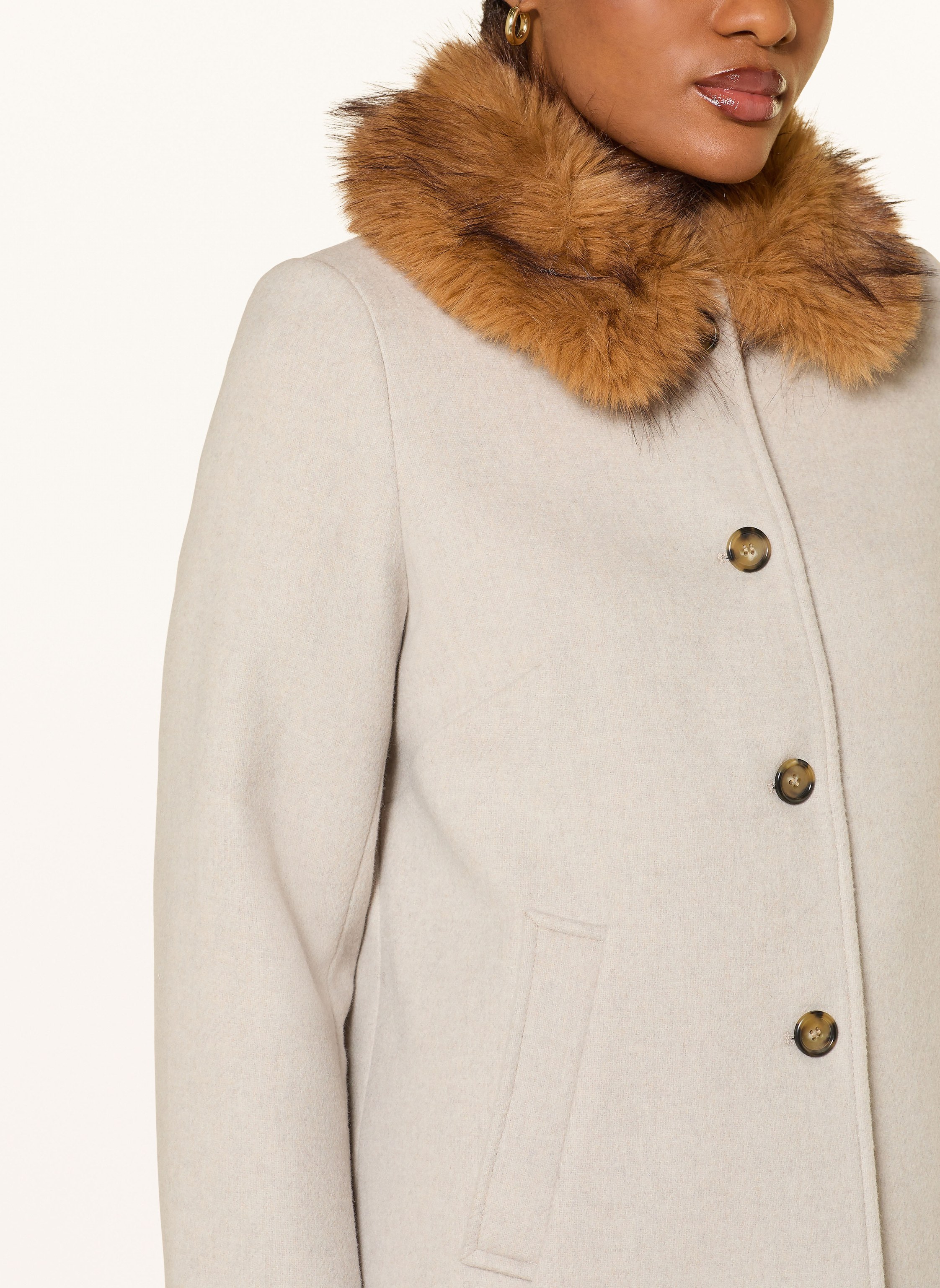 Thumbnail - Ba&Sh Wollmantel Talling Mit Kunstfell weiss