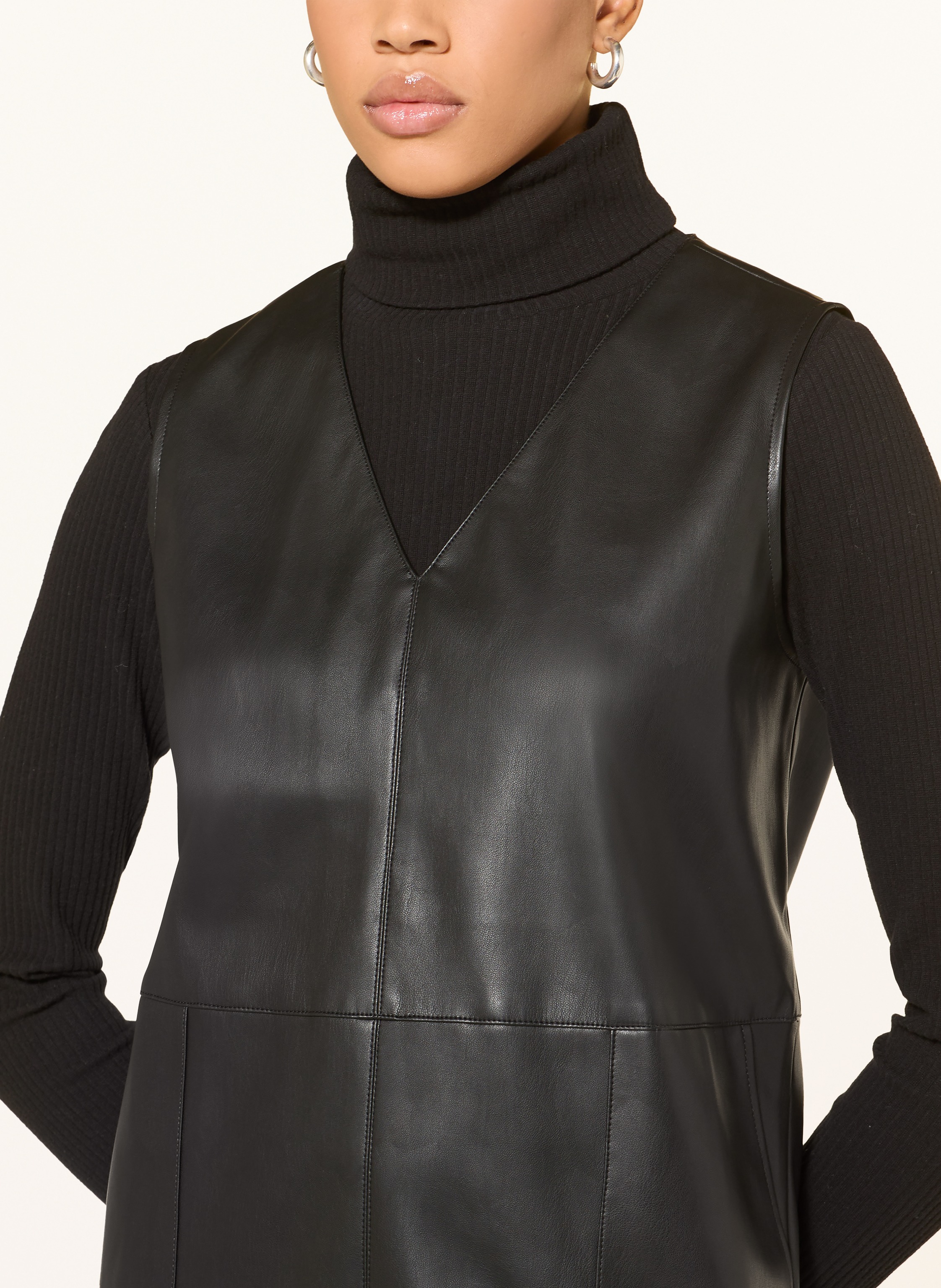 Thumbnail - Opus Kleid Wancy In Lederoptik schwarz