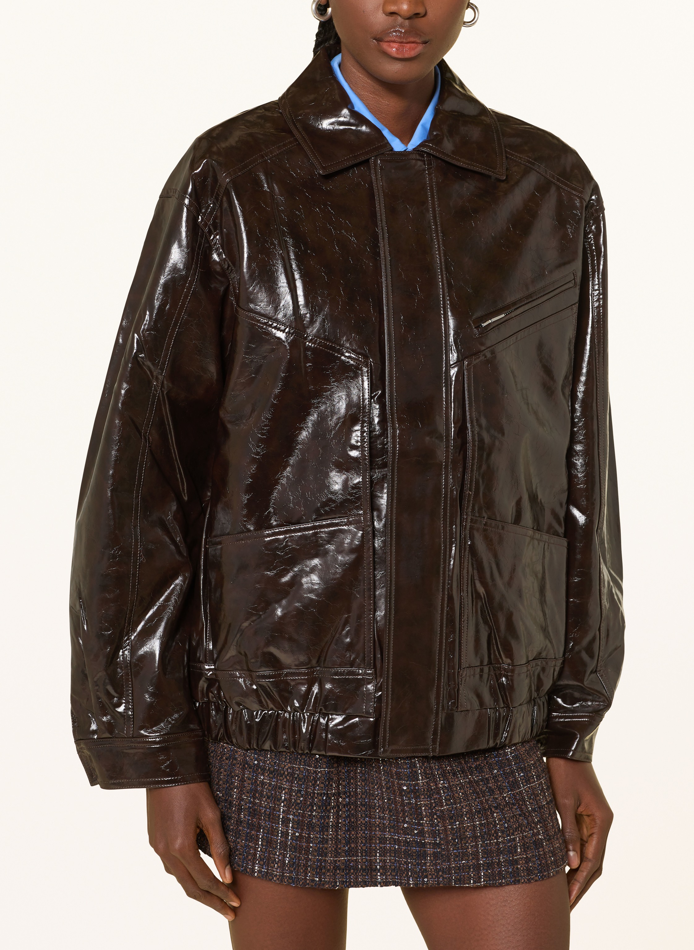 Thumbnail - Maje Jacke In Lederoptik braun