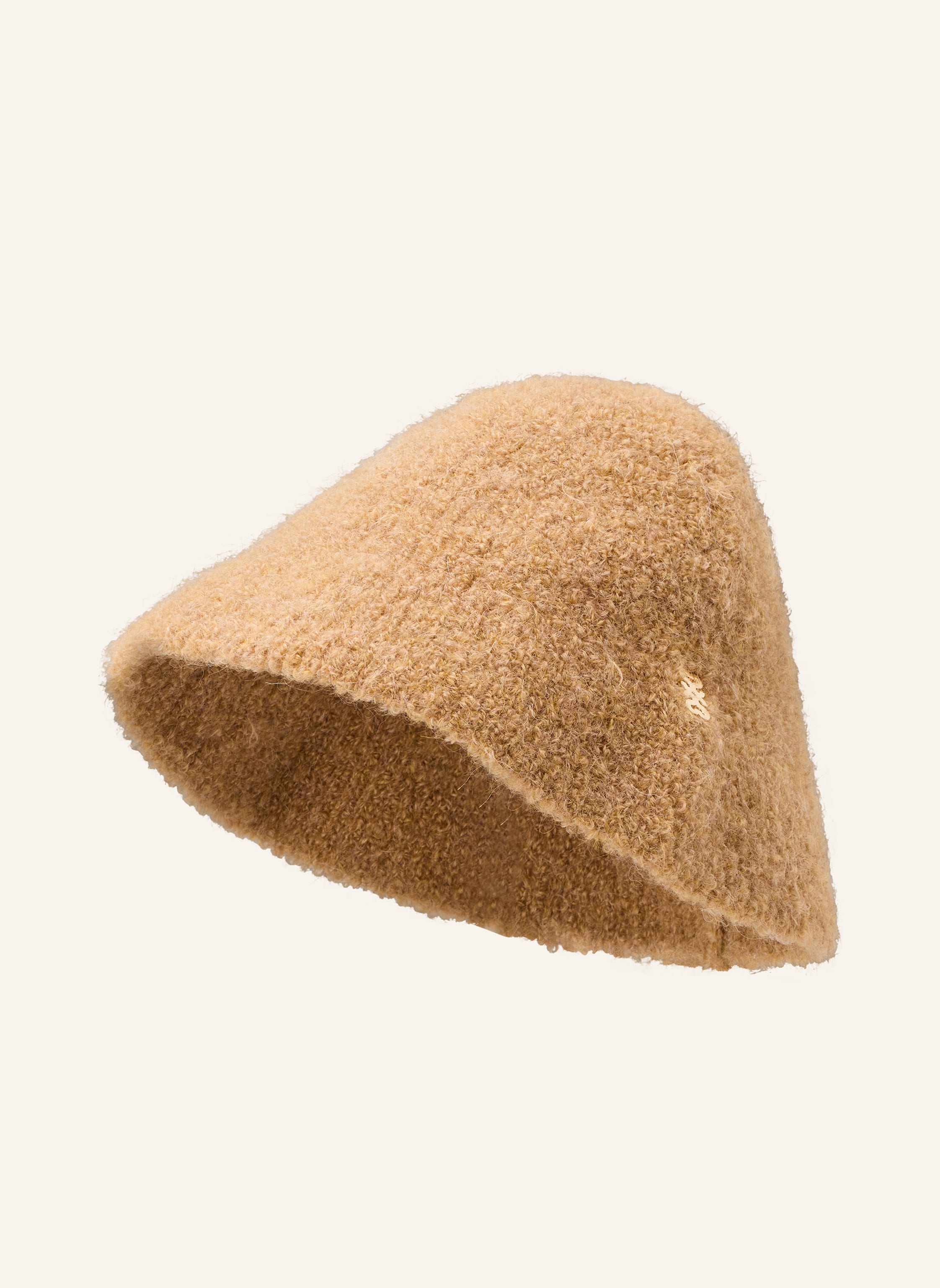 SANDRO czapka z dzianiny kolor camelowy