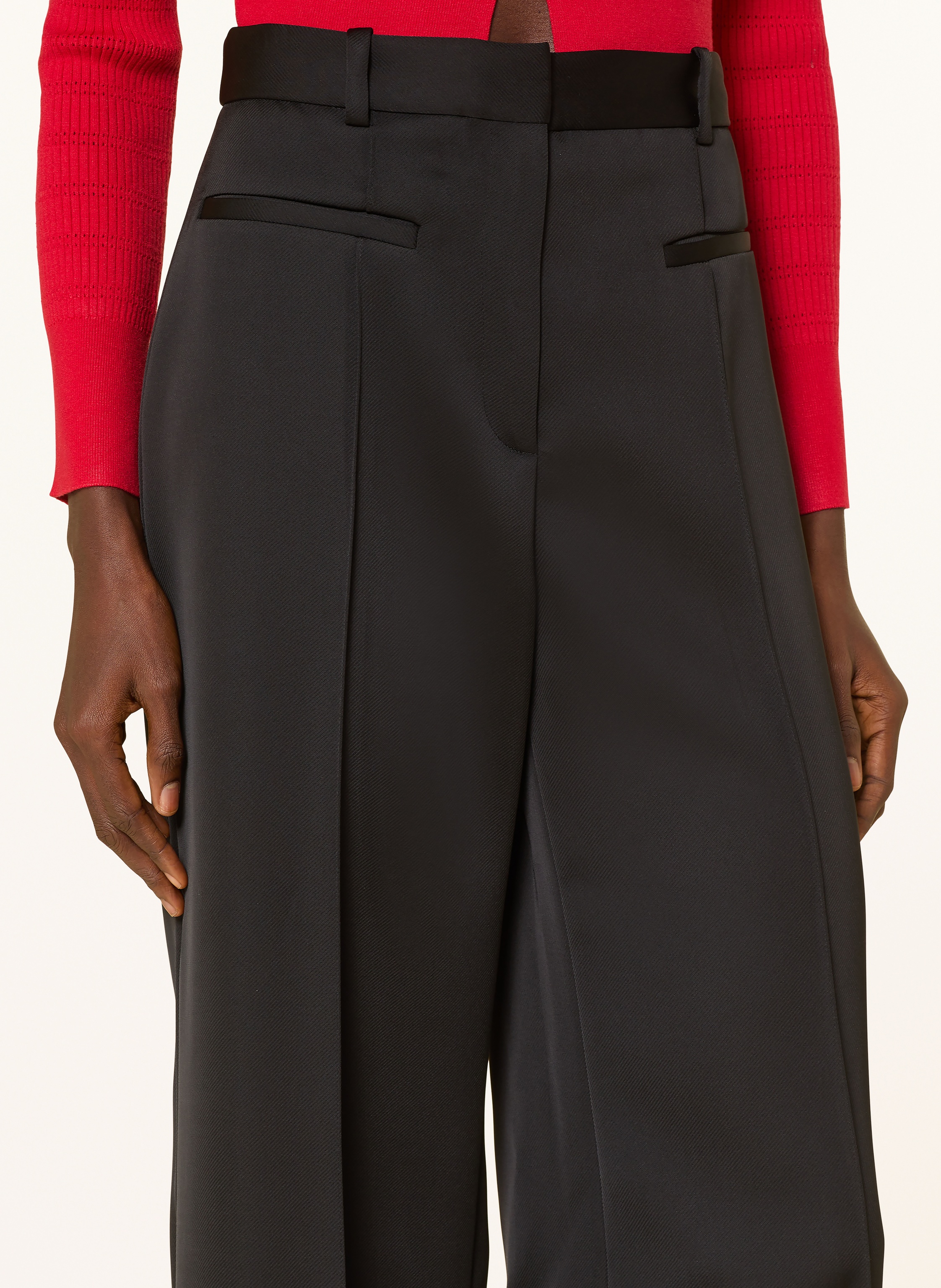 Thumbnail - Claudie Pierlot Marlenehose Aus Satin schwarz