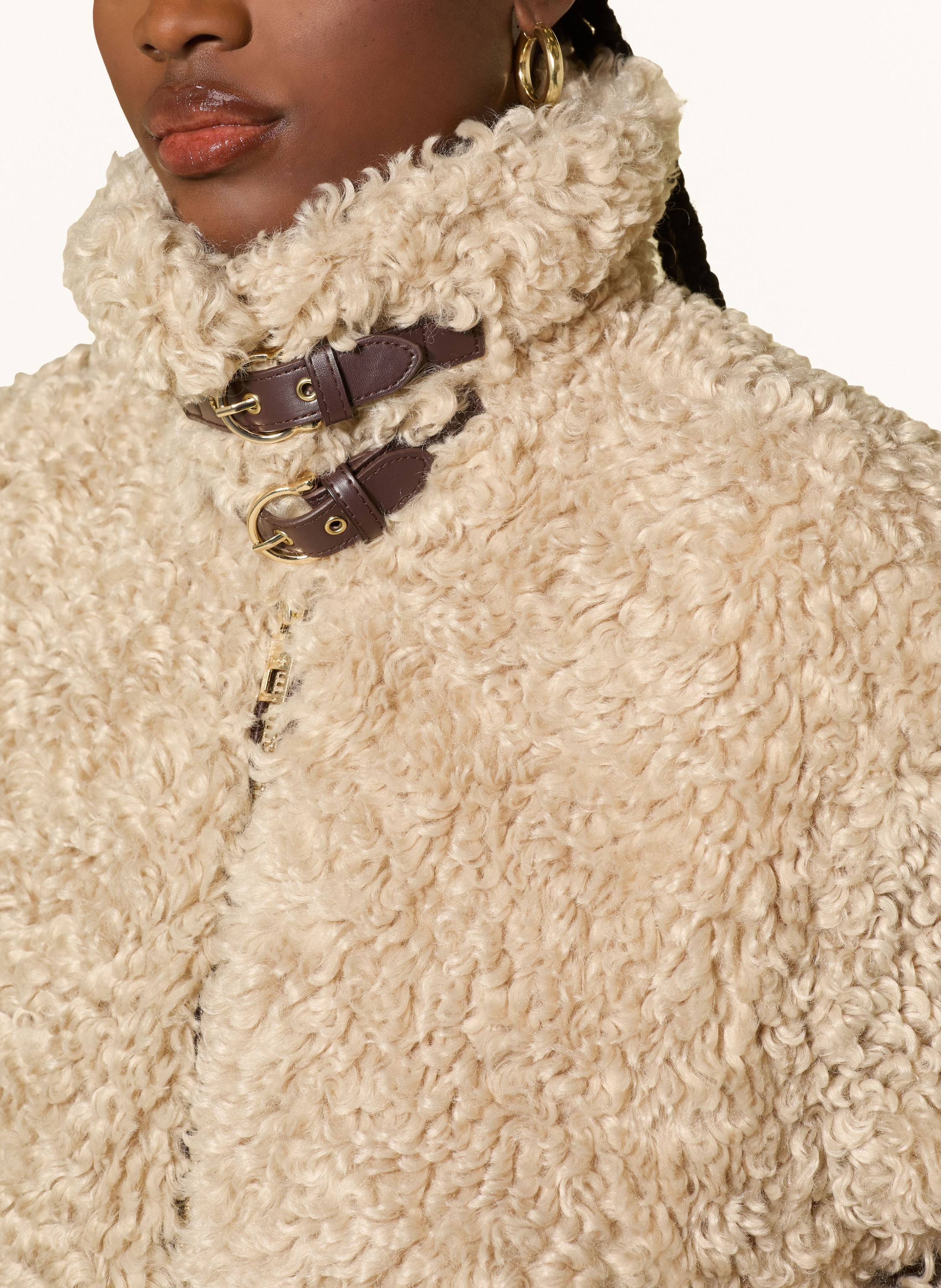 Thumbnail - Maje Kunstfell-Jacke beige