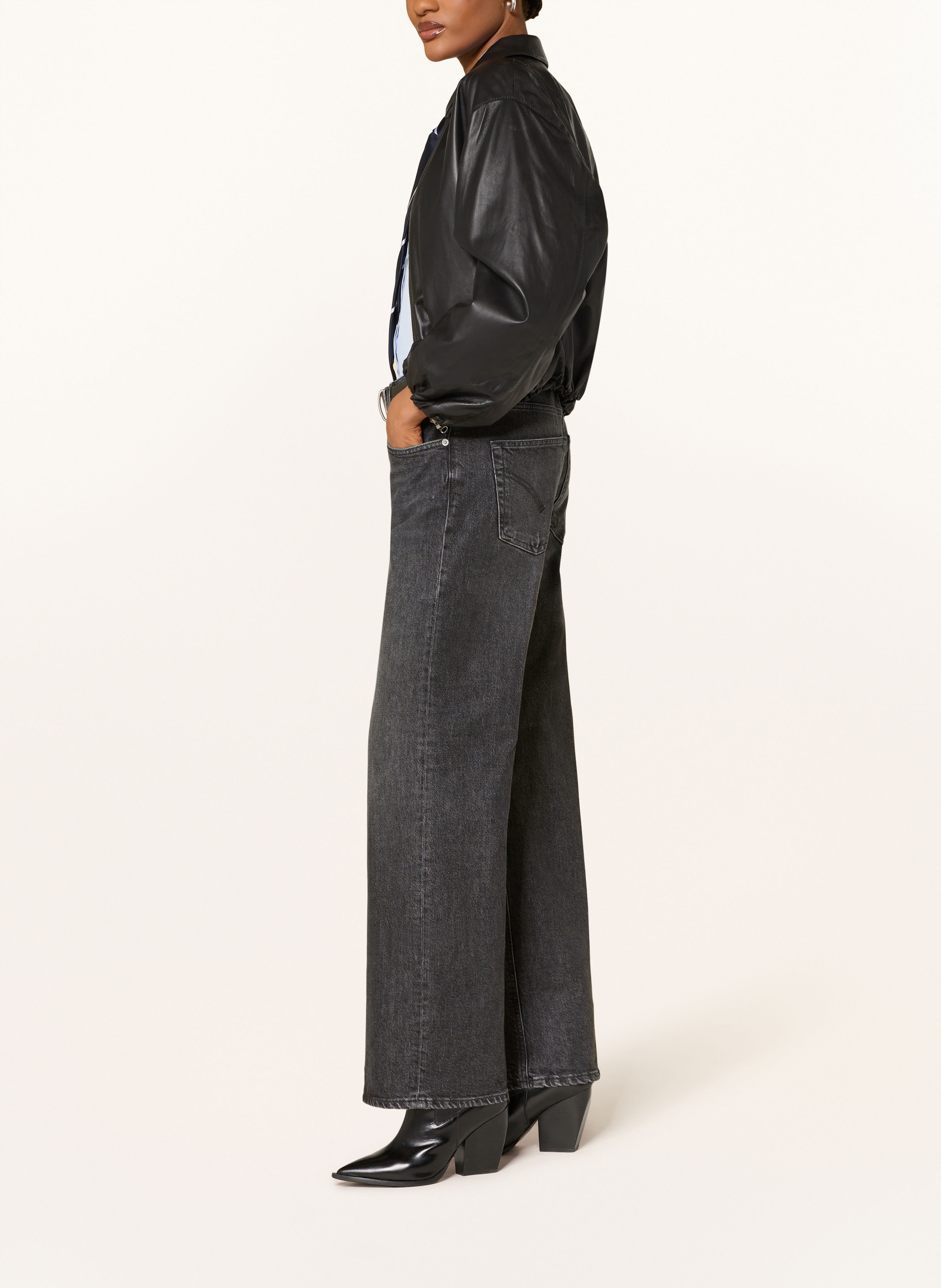 Thumbnail - Dondup Wide Leg Jeans Jaqueline grau