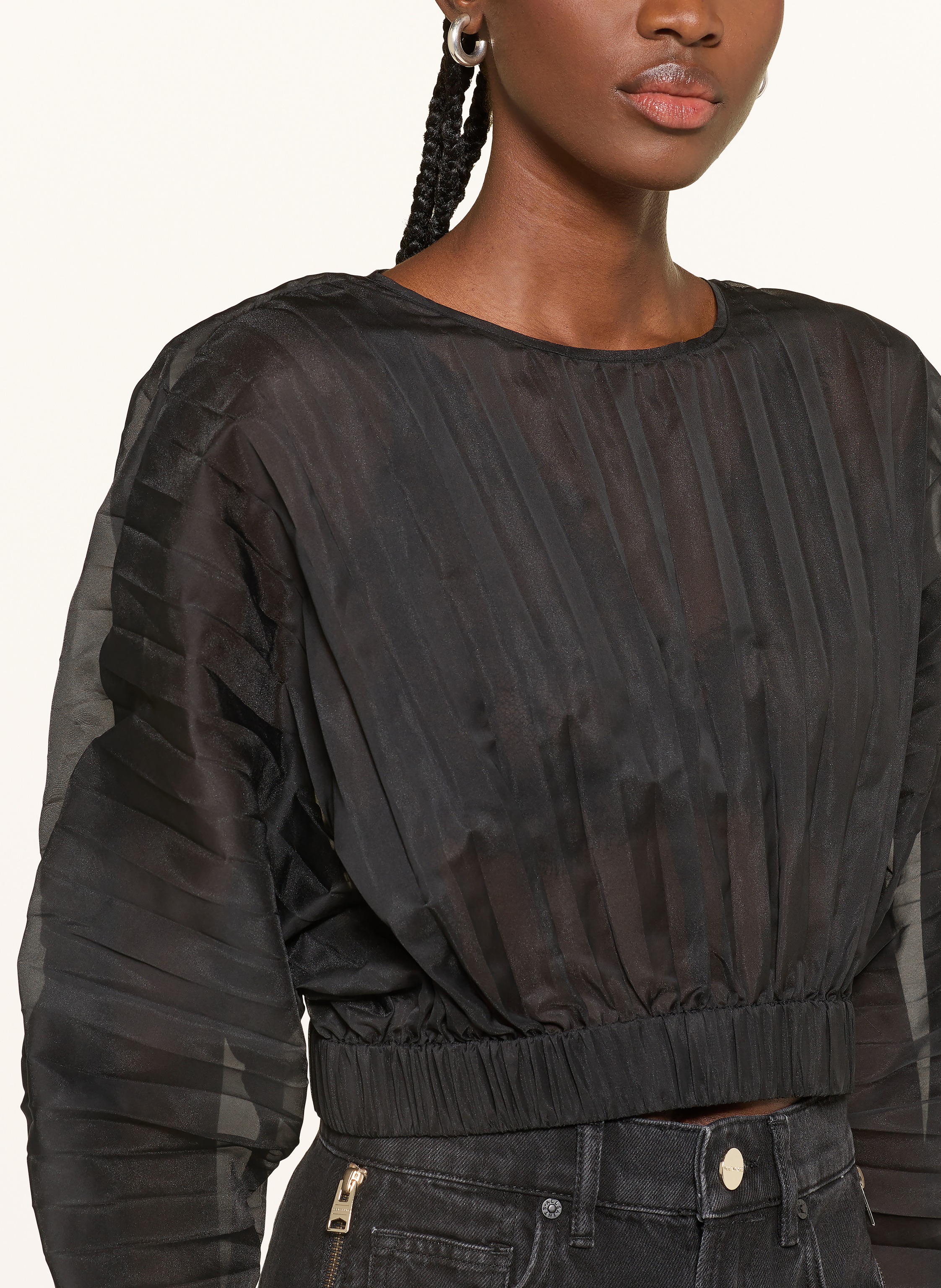 Thumbnail - Allsaints Cropped-Blusenshirt Micaela Mit Plissees schwarz