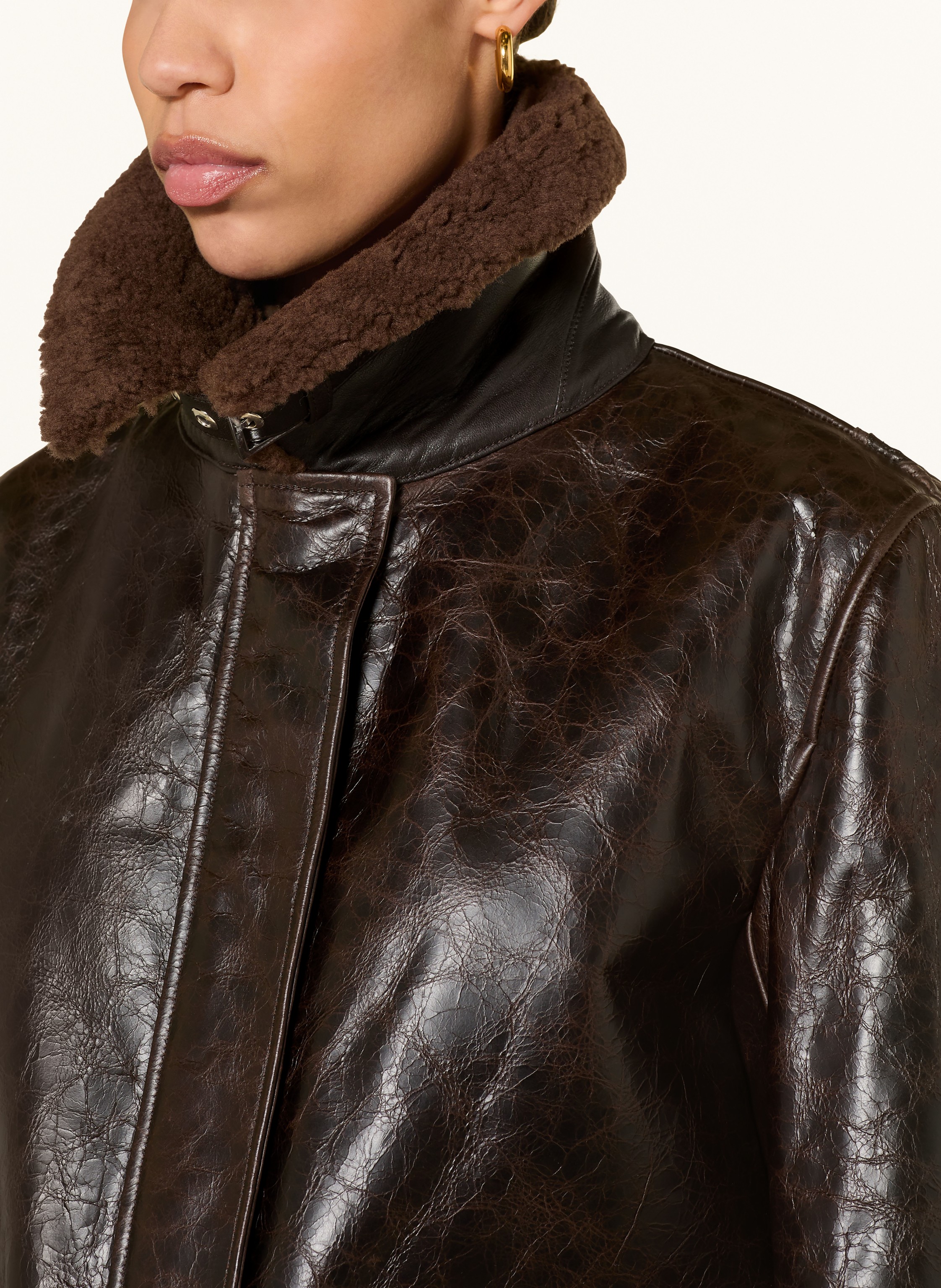 Thumbnail - Dondup Lederjacke Mit Nieten braun