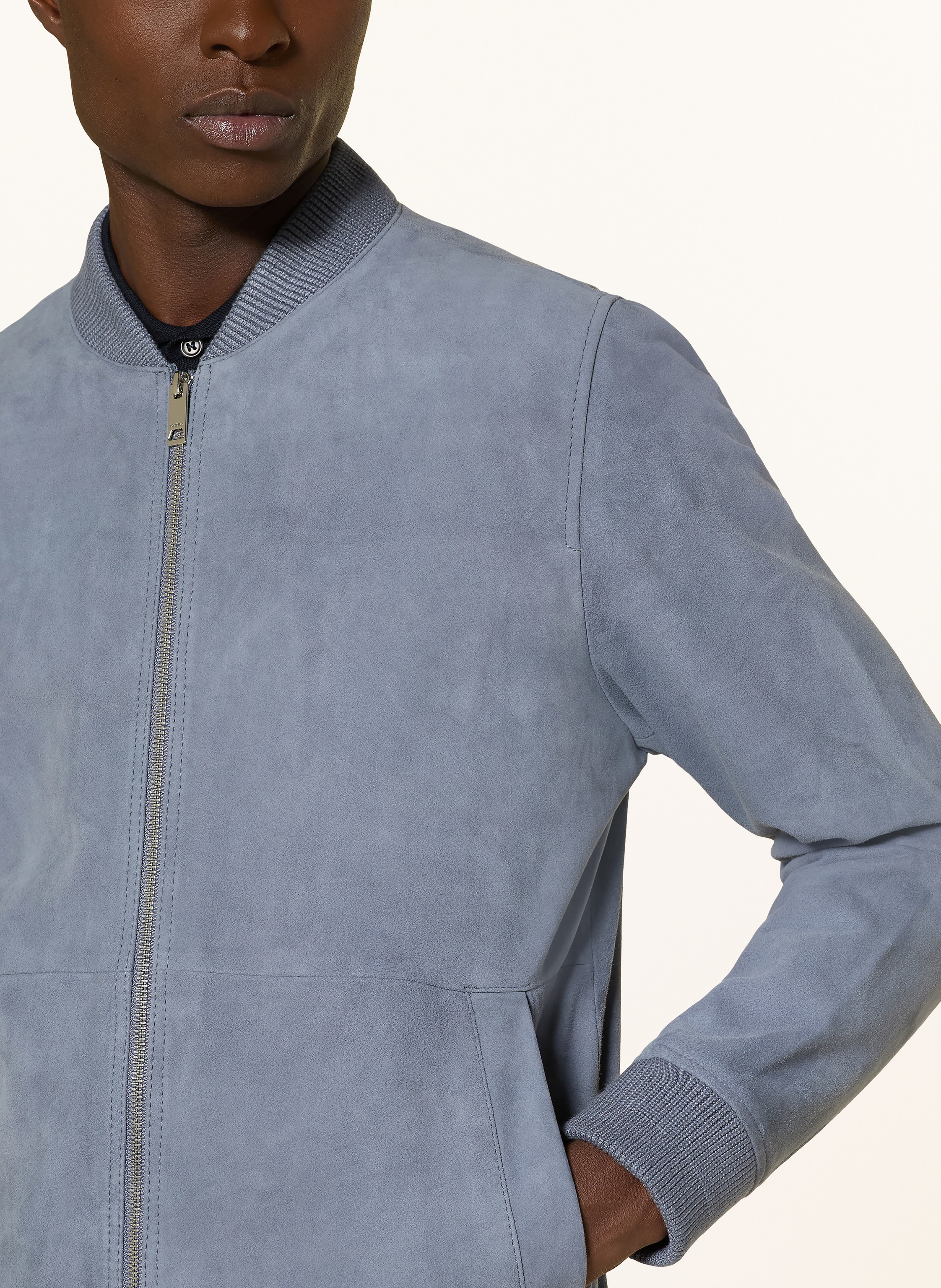 Thumbnail - Reiss Lederjacke Burnham blau