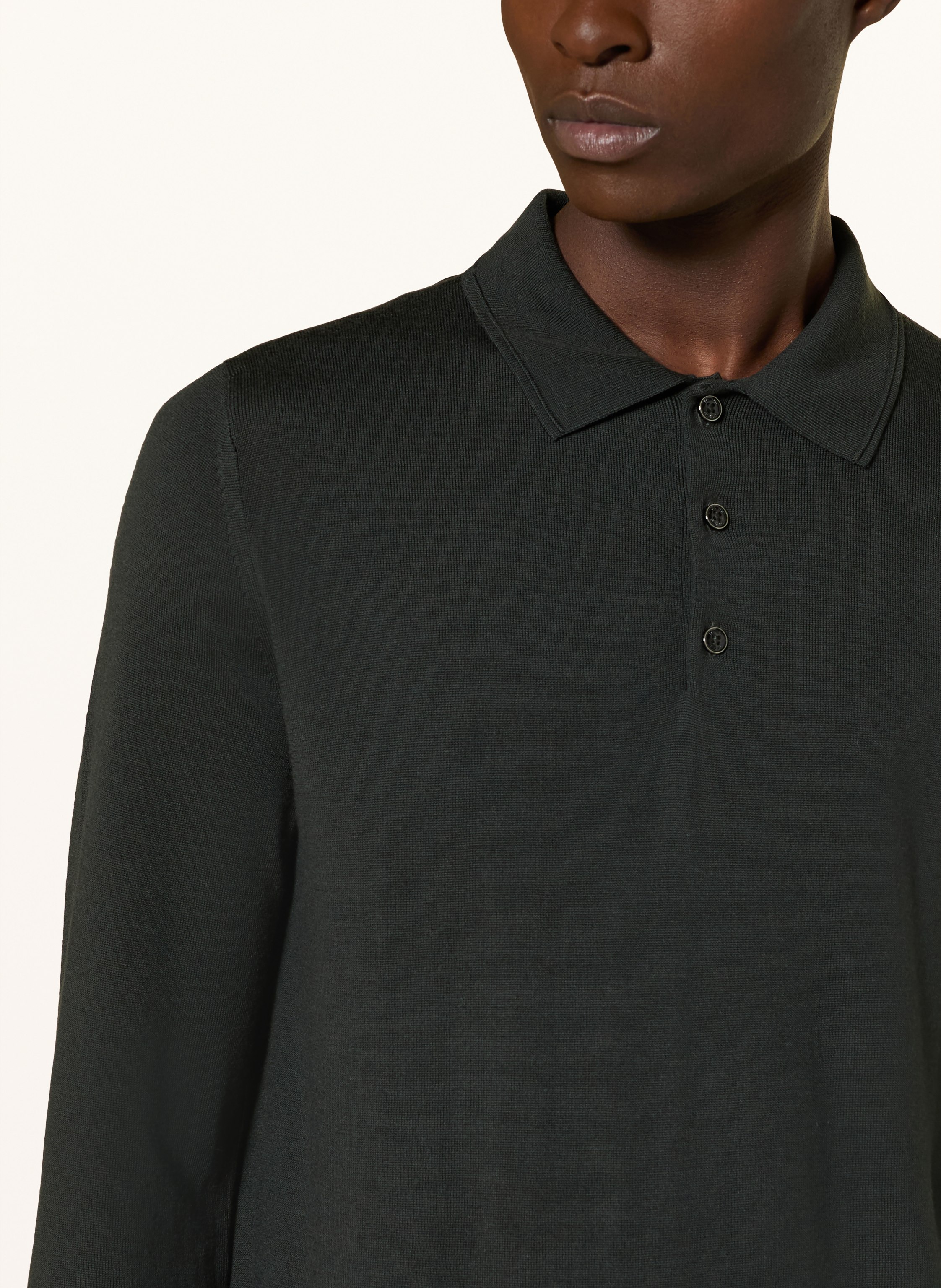 Thumbnail - Reiss Strick-Poloshirt Trafford Aus Merinowolle gruen