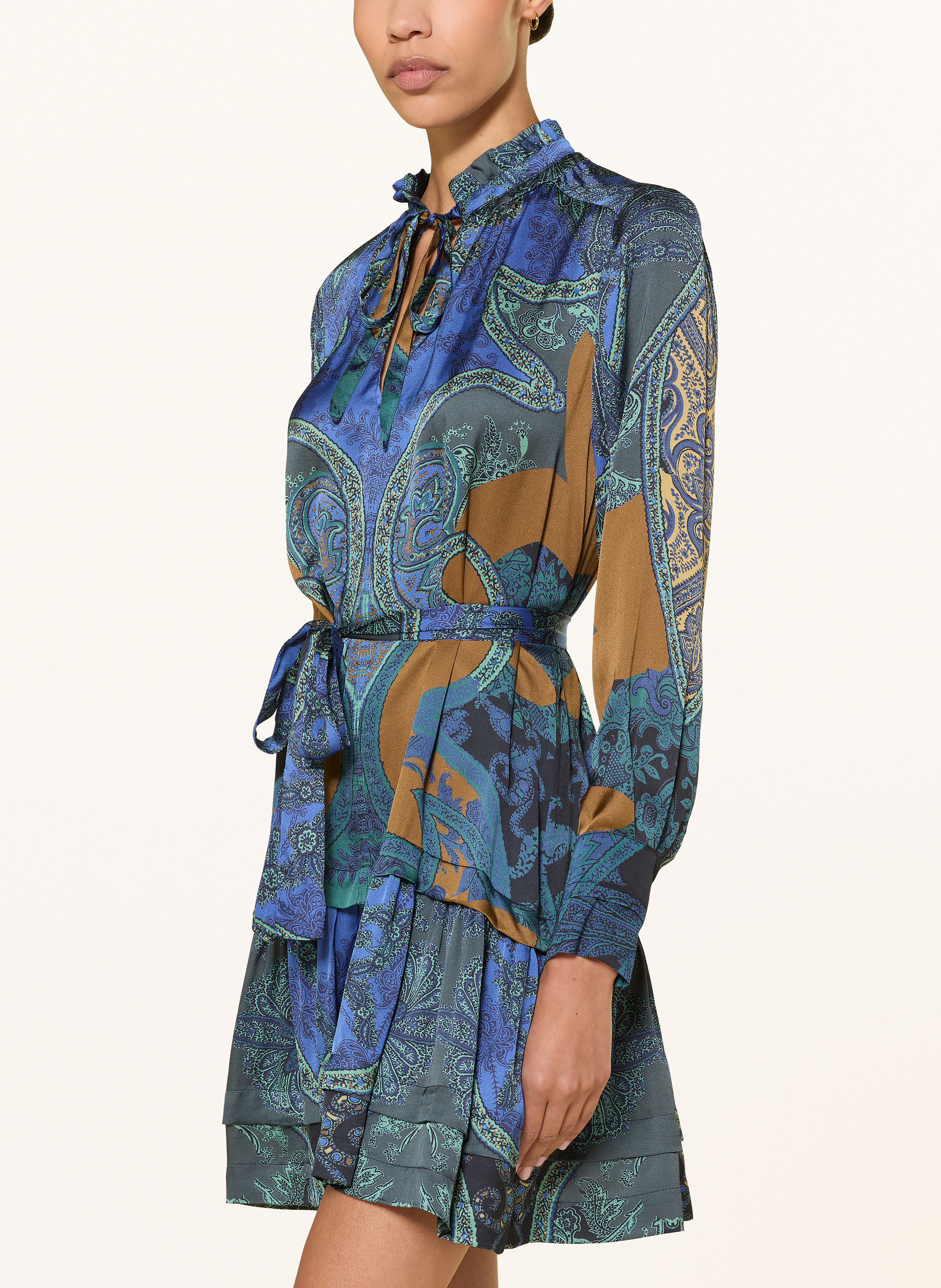 Thumbnail - Reiss Satinkleid Kaisley Mit Rüschen blau