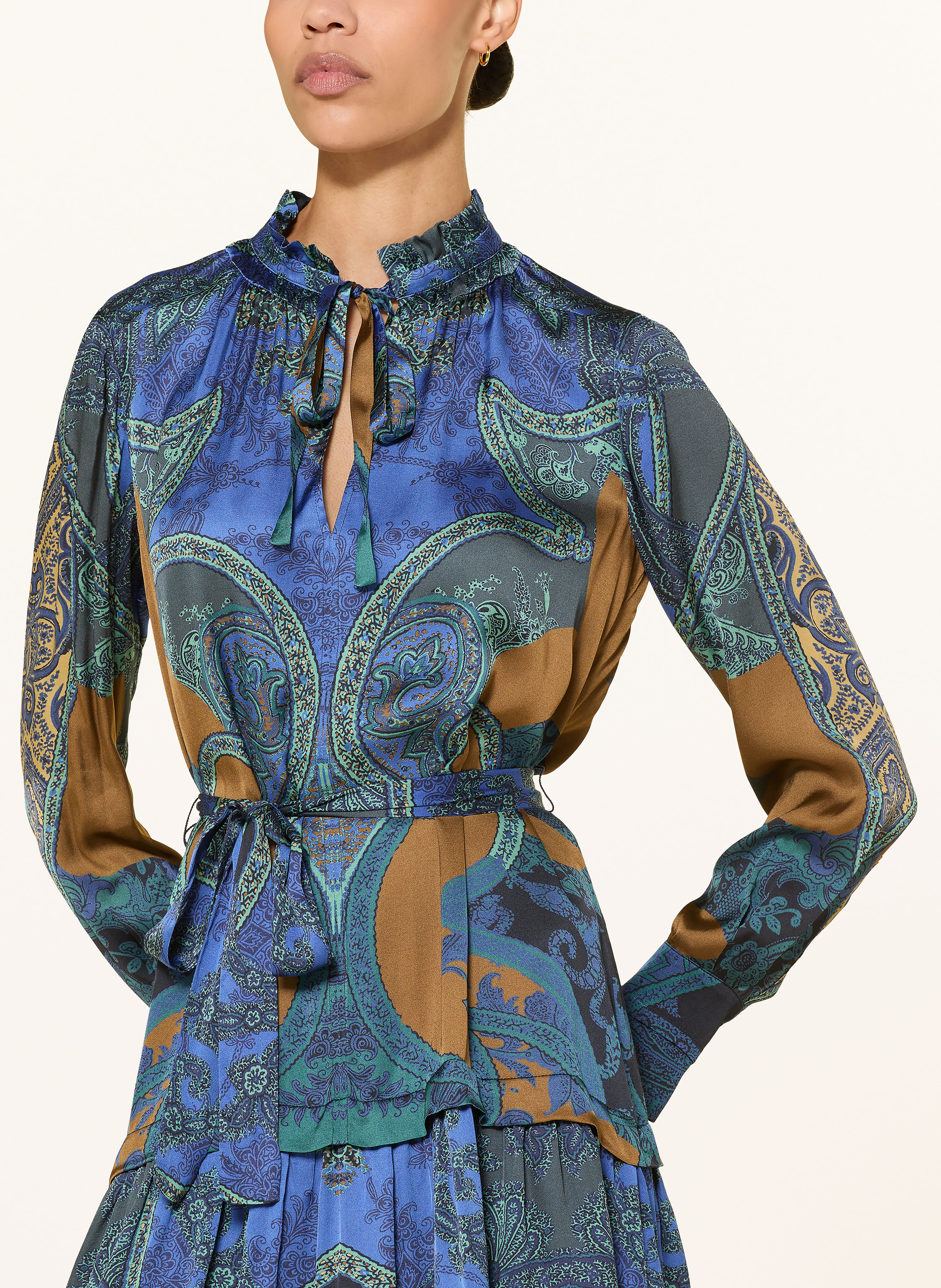 Thumbnail - Reiss Satinkleid Kaisley Mit Rüschen blau