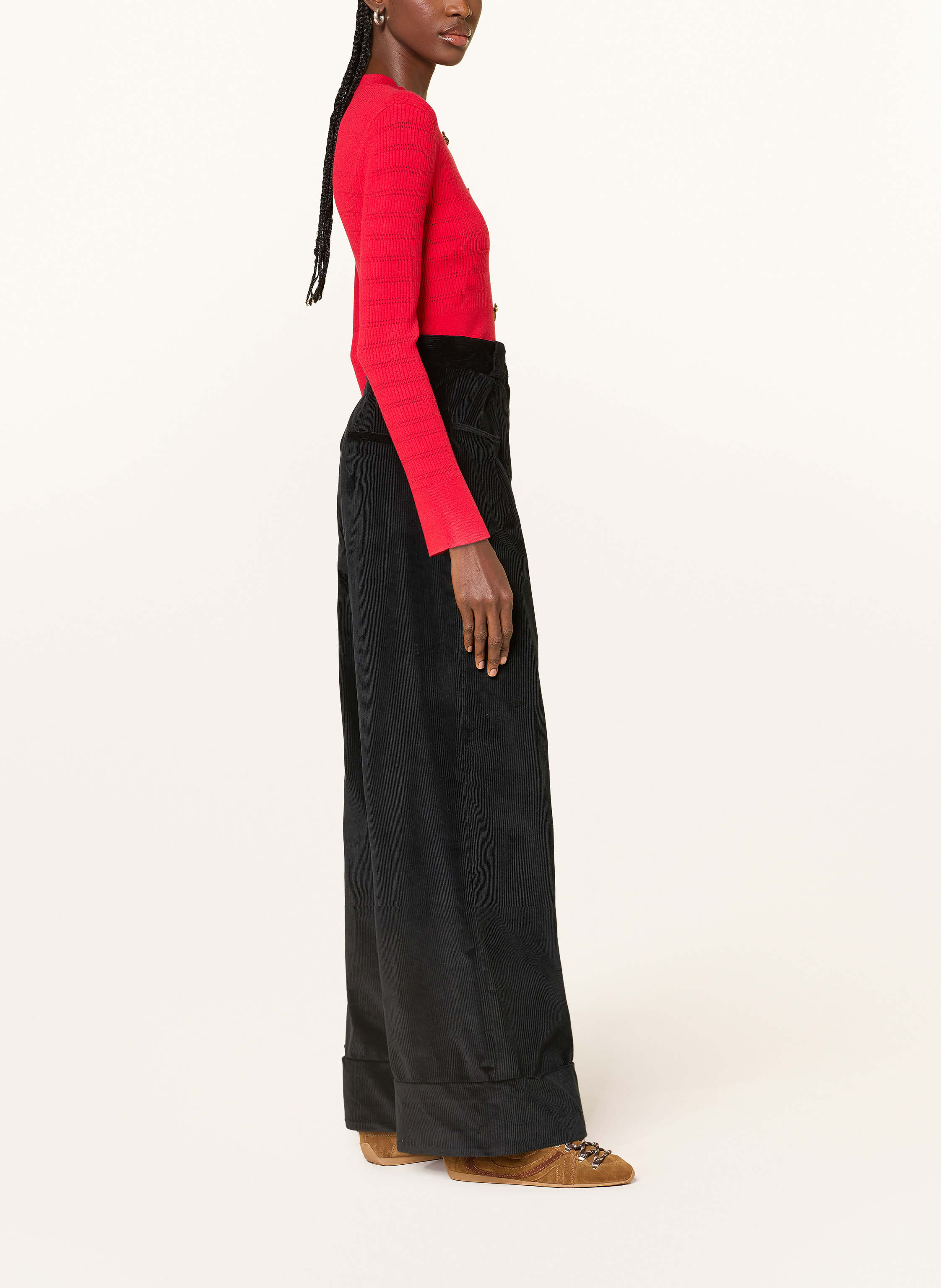 Thumbnail - Claudie Pierlot Marlenehose Aus Cord schwarz