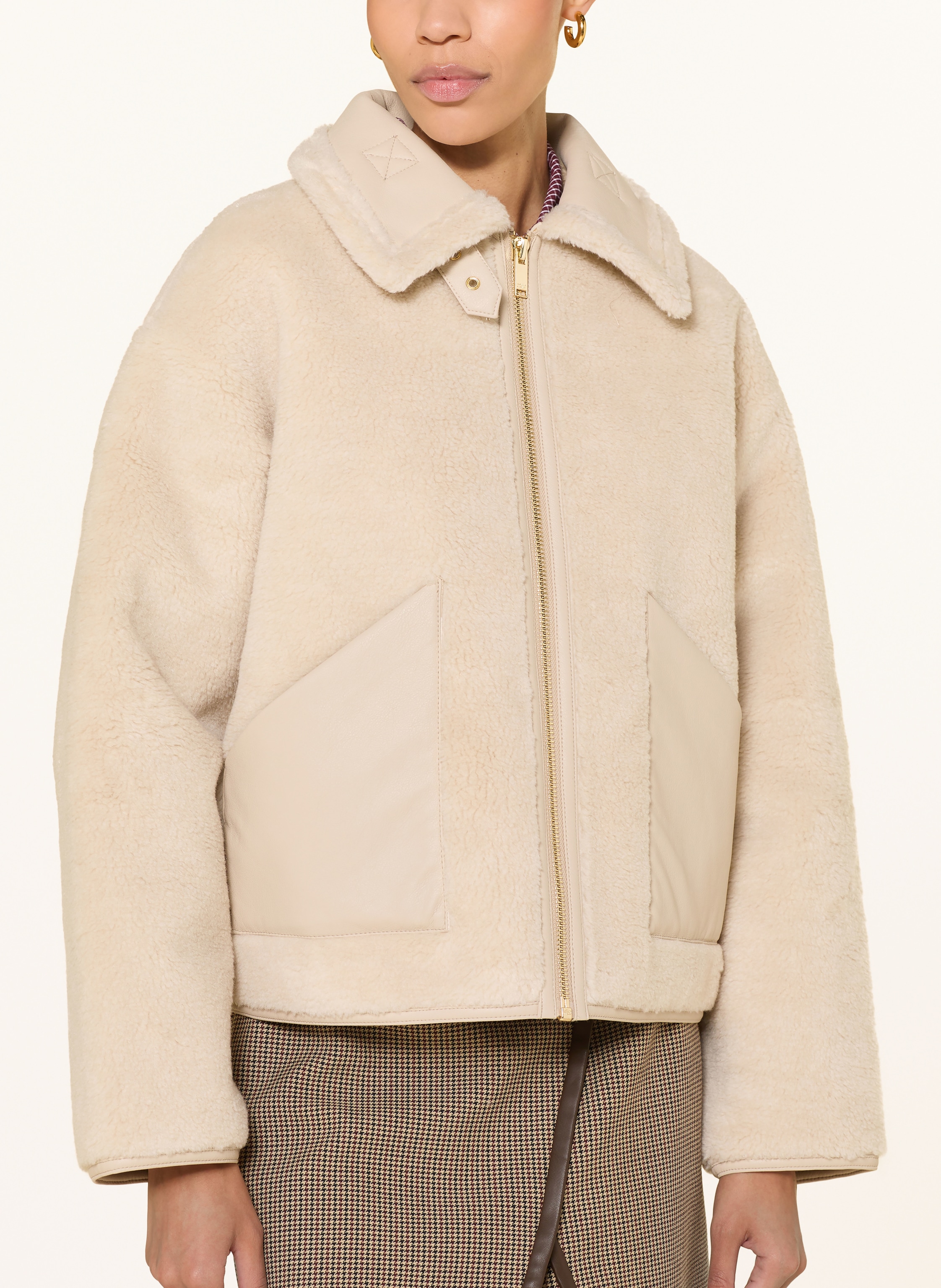 Thumbnail - Claudie Pierlot Kunstpelz-Jacke Filippa beige