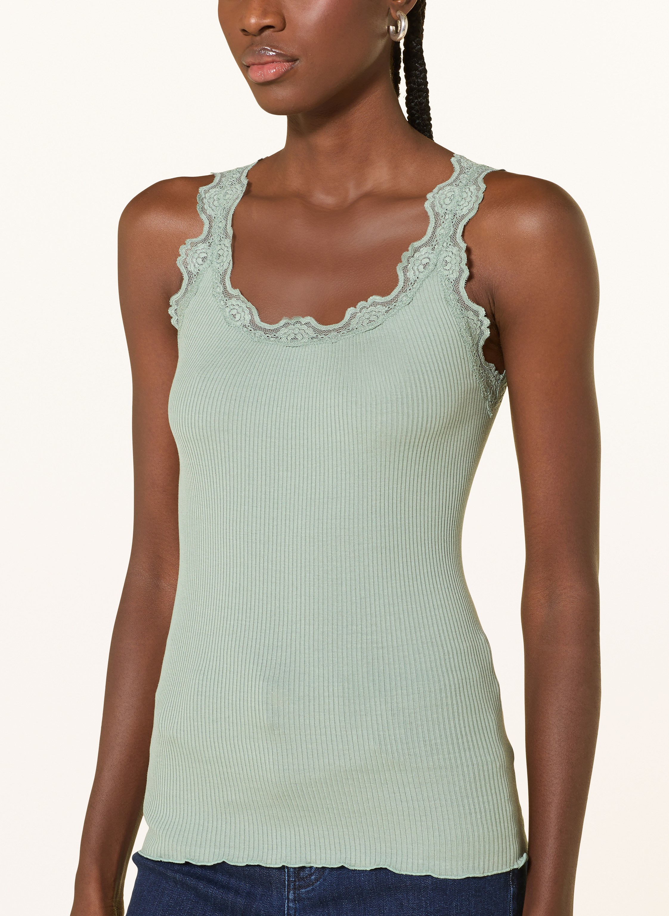 Thumbnail - Rosemunde Seidentop Babette Mit Spitze gruen