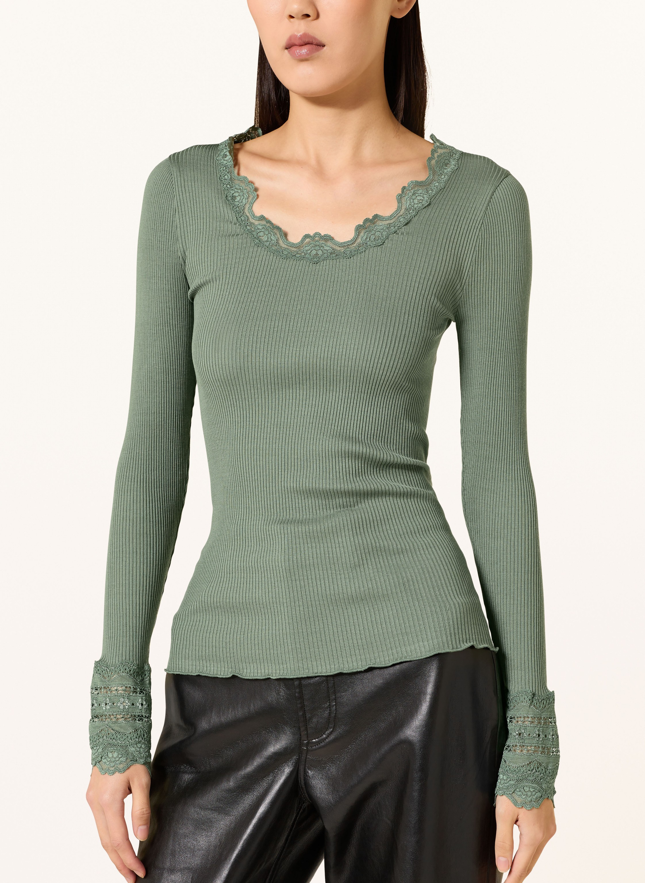 Thumbnail - Rosemunde Longsleeve Benita Aus Seide Mit Spitze gruen