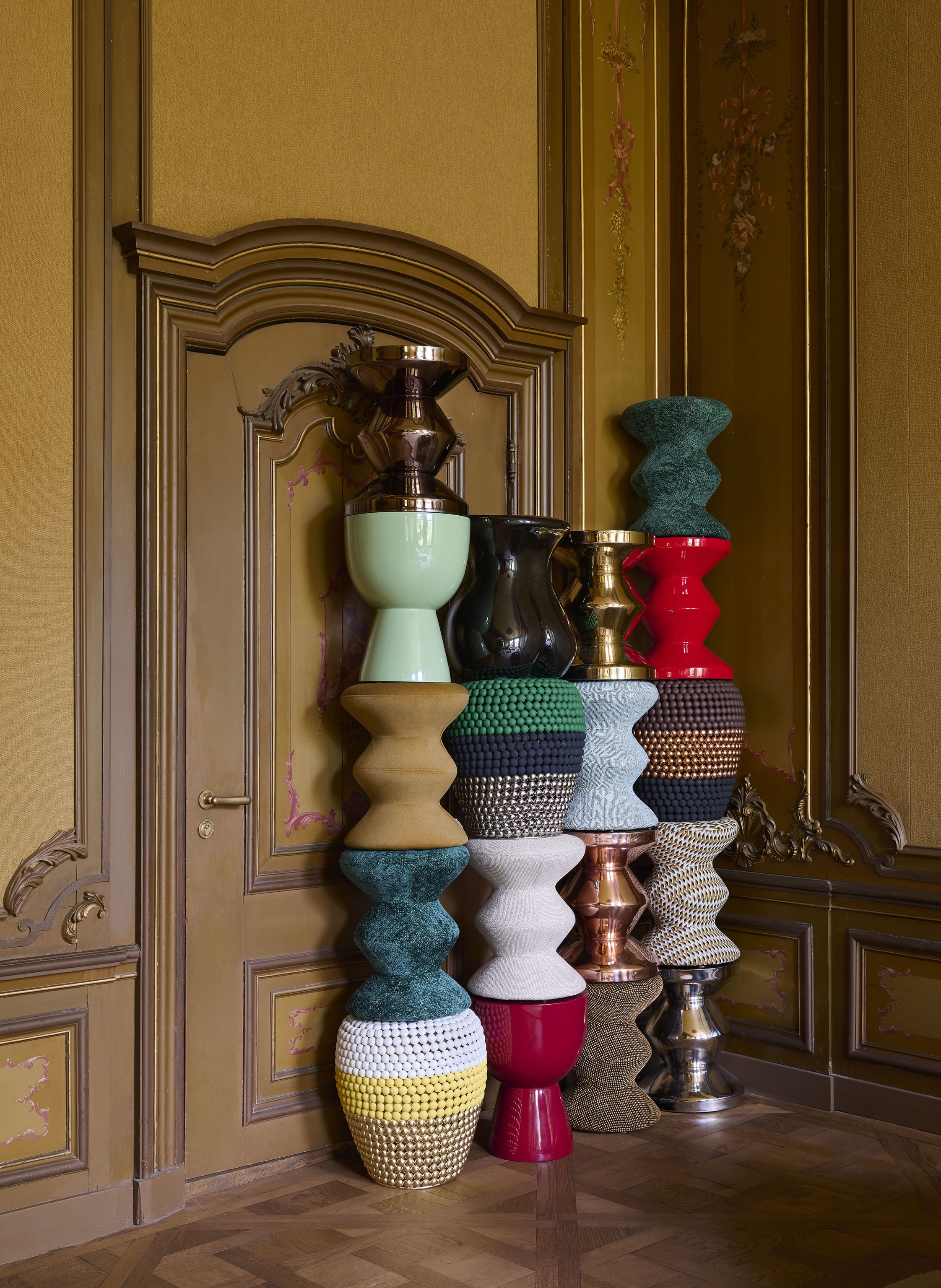 Thumbnail - Polspotten Hocker Soft Zig Zag braun