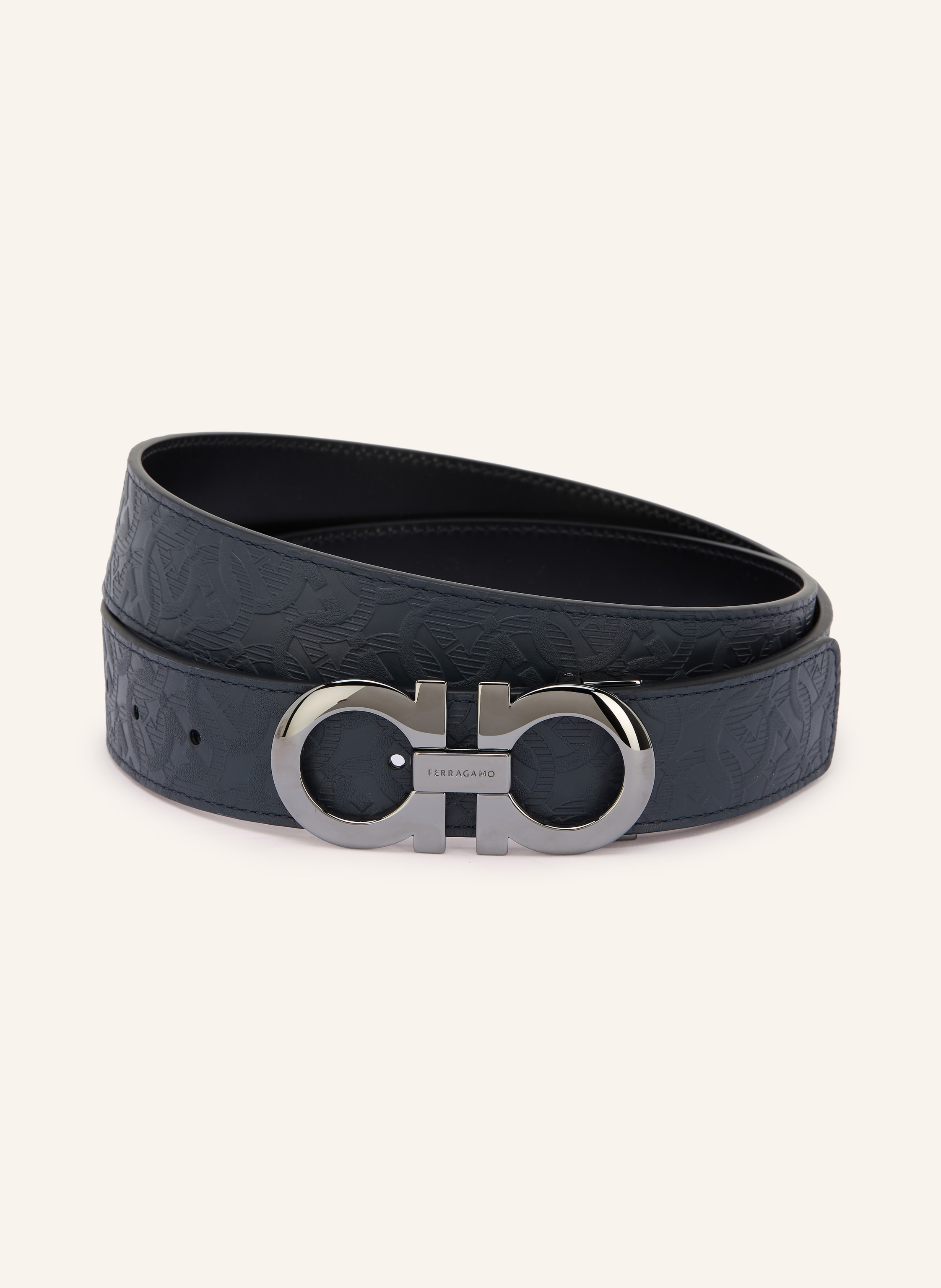Ferragamo Ferragamo Ledergürtel blau in SCHWARZ / PLATIN