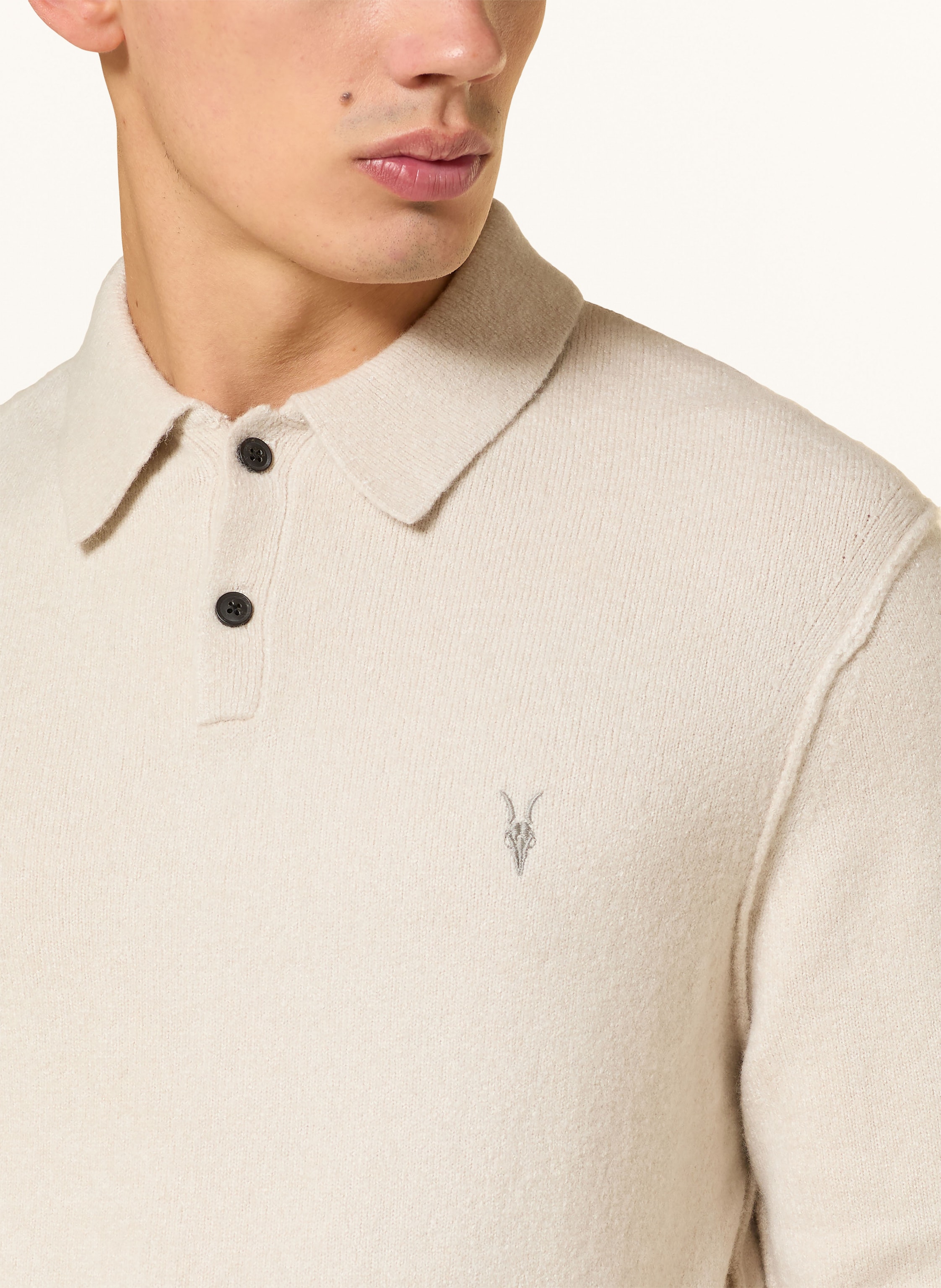 Thumbnail - Allsaints Strick-Poloshirt Statten weiss