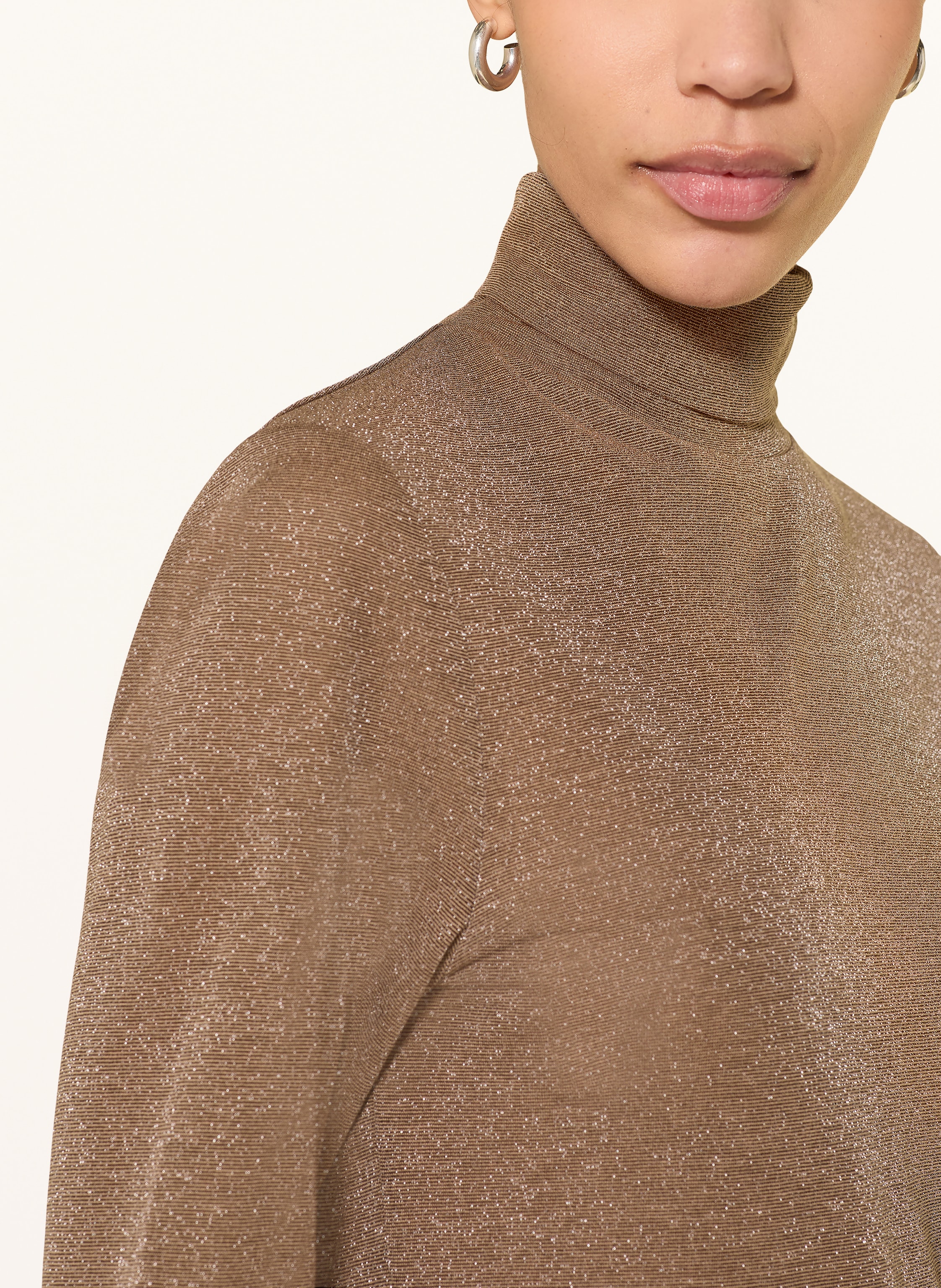 Thumbnail - Drykorn Rollkragenshirt Zerafne Mit Glitzergarn beige