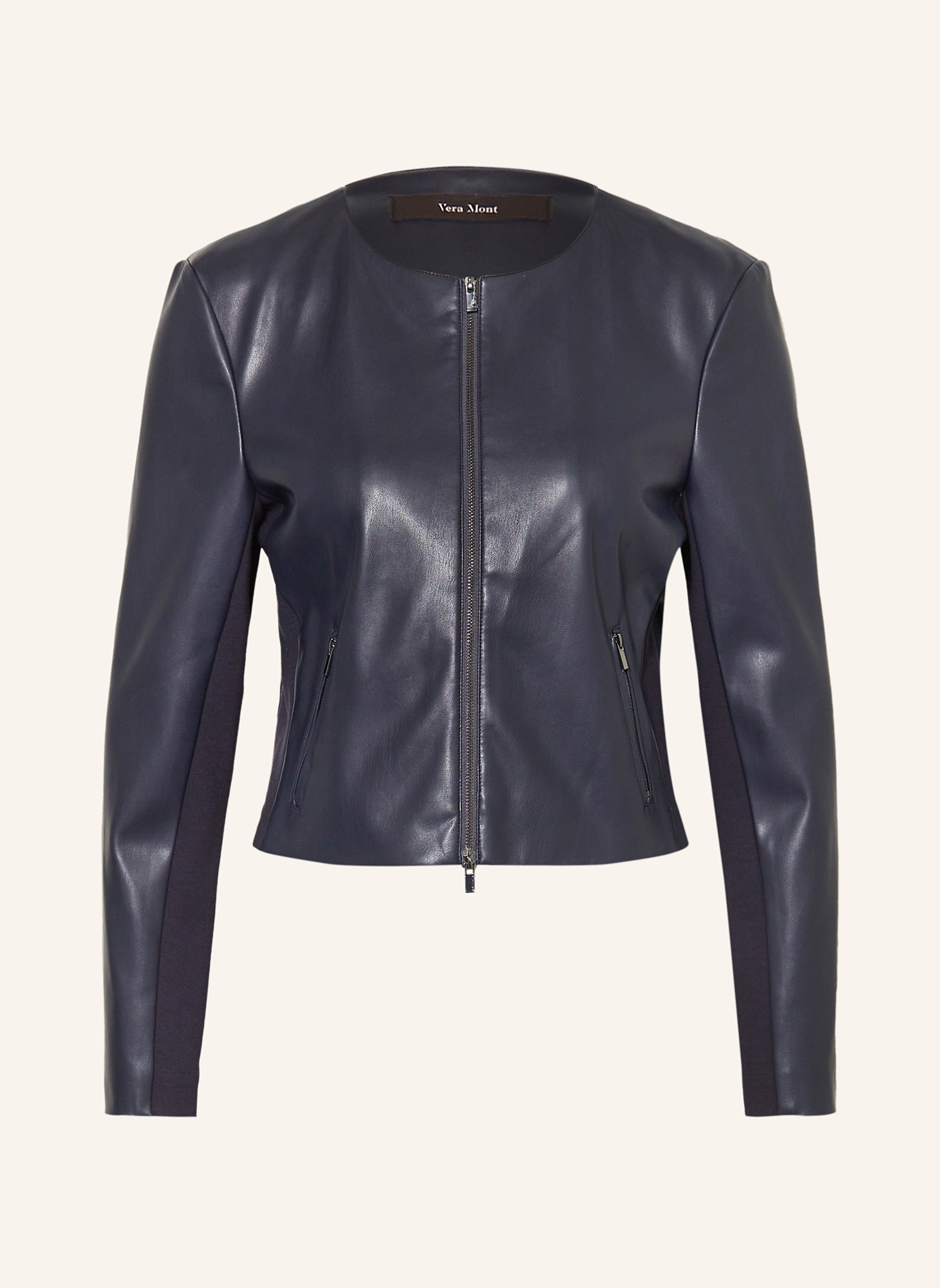 Vera Mont Jacke In Lederoptik blau