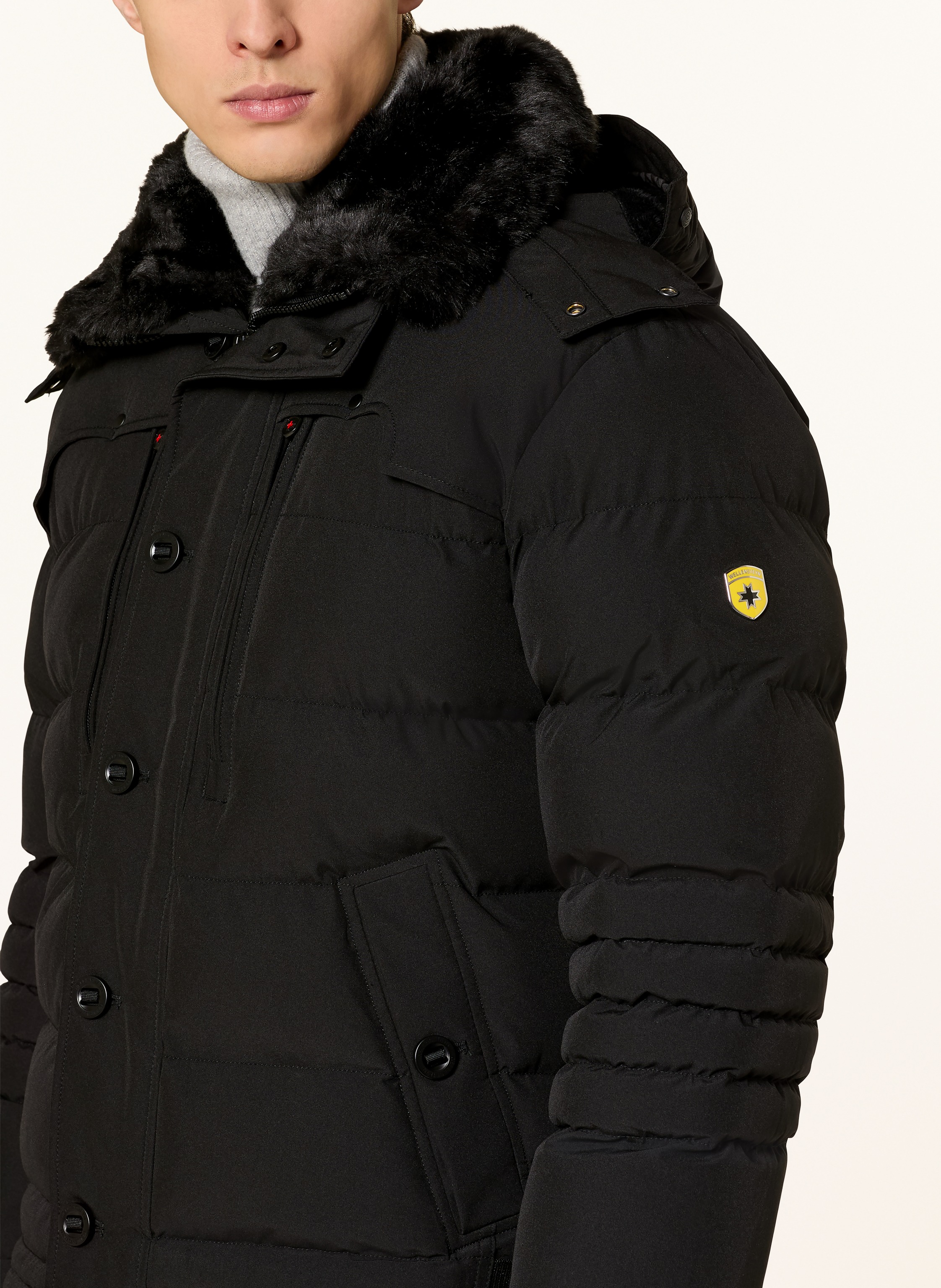 Thumbnail - Wellensteyn Steppjacke Starstream Mit Abnehmbarer Kapuze Und Kunstfellbesatz schwarz