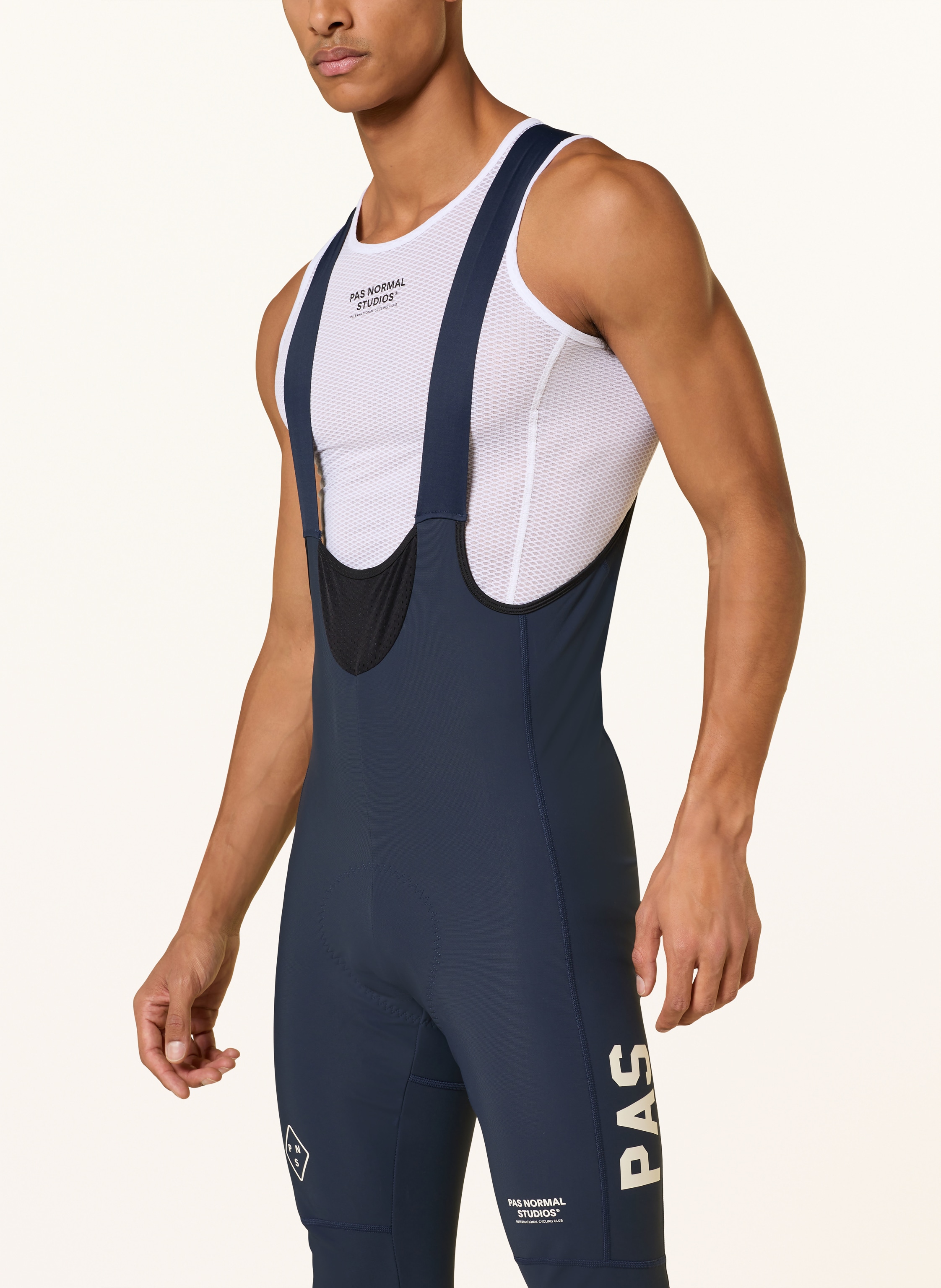 Thumbnail - Pas Normal Studios Thermo-Radhose Mechanism Deep Winter Mit Trägern Und Gepolstertem Einsatz blau