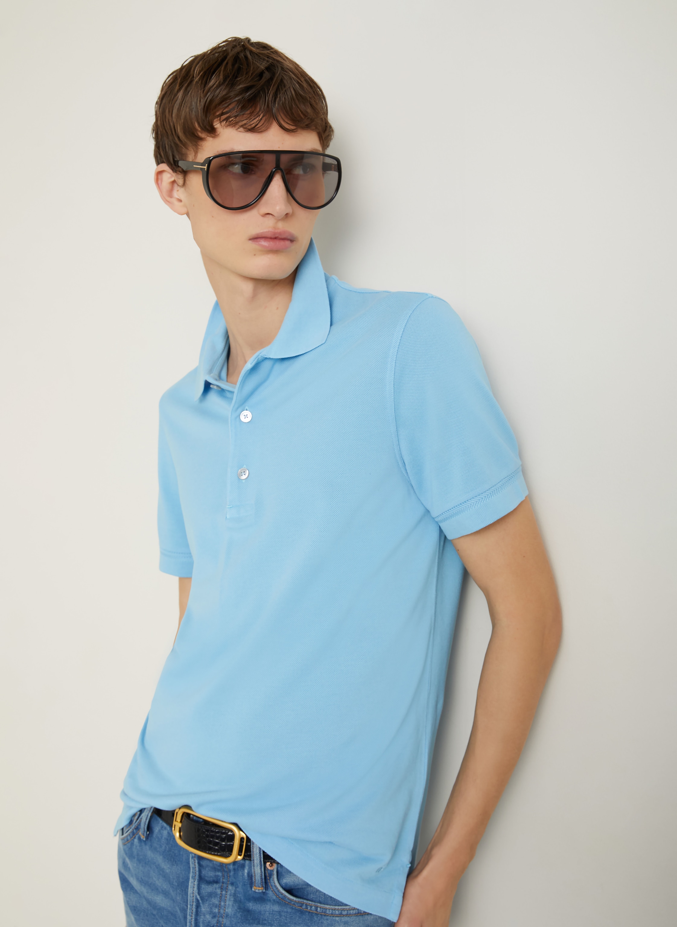 Thumbnail - Tom Ford Piqué-Poloshirt blau