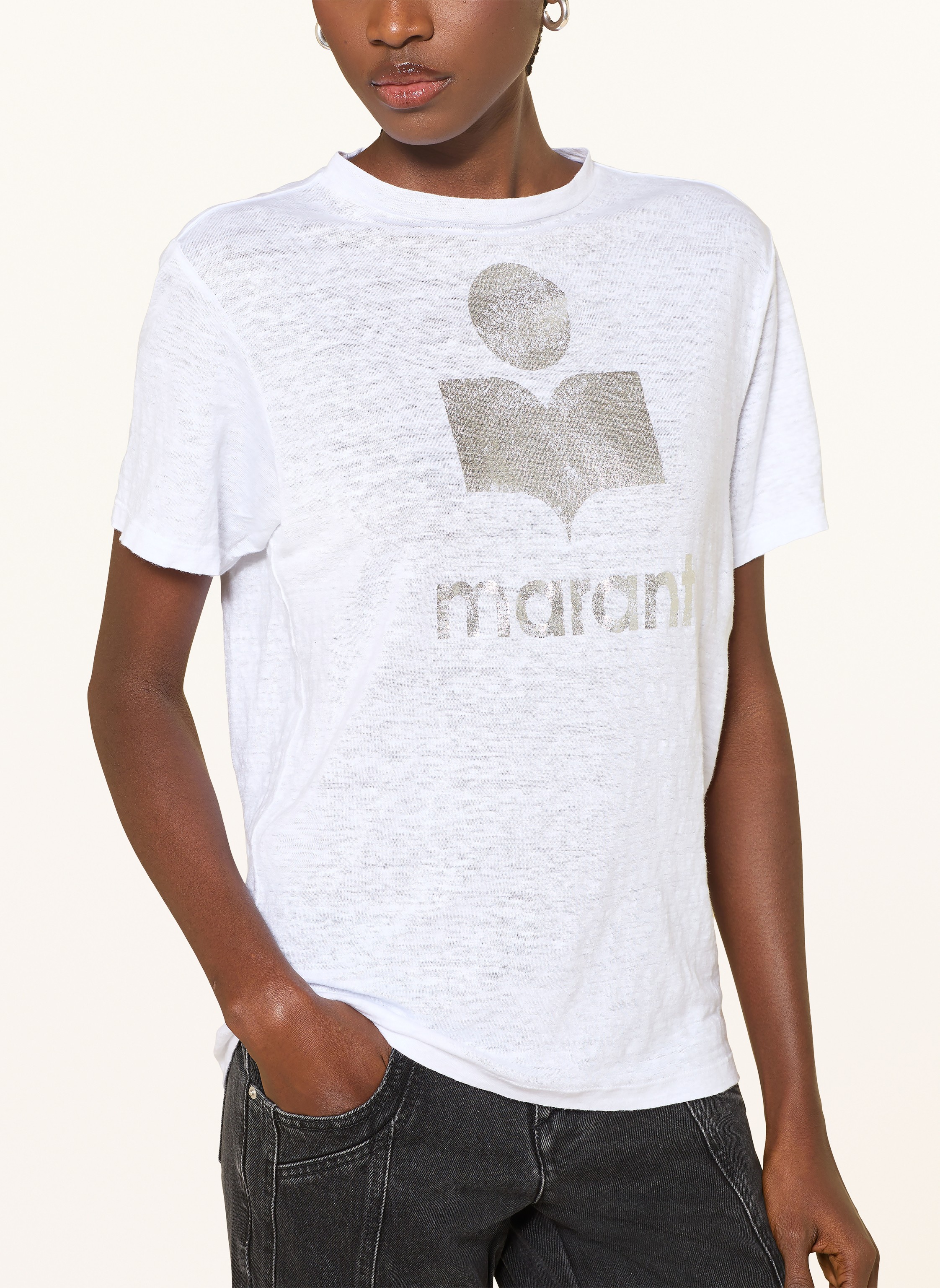 Thumbnail - Marant Étoile T-Shirt Zewel Aus Leinen weiss