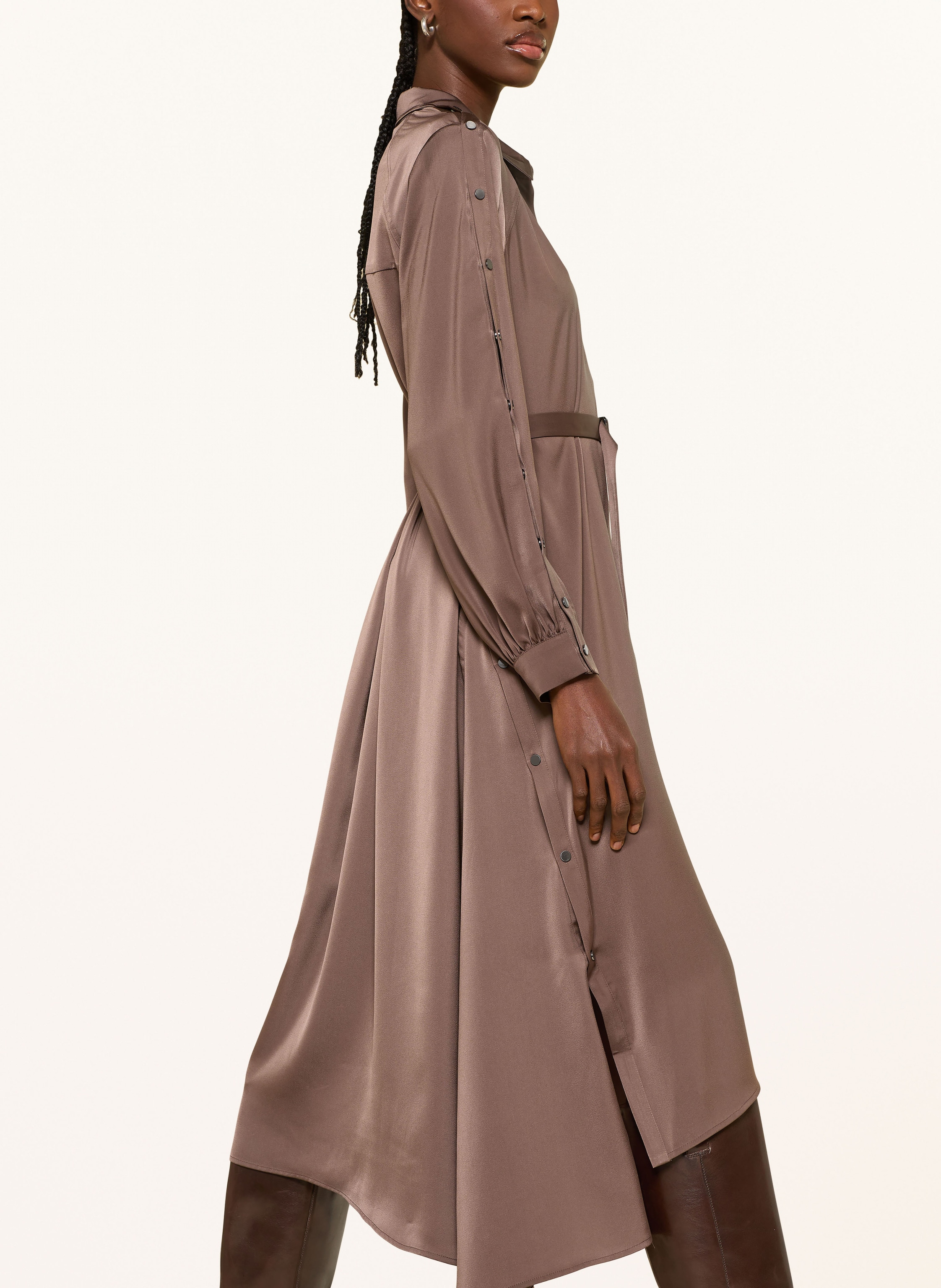 Thumbnail - Allsaints Hemdblusenkleid Lexi Aus Satin braun