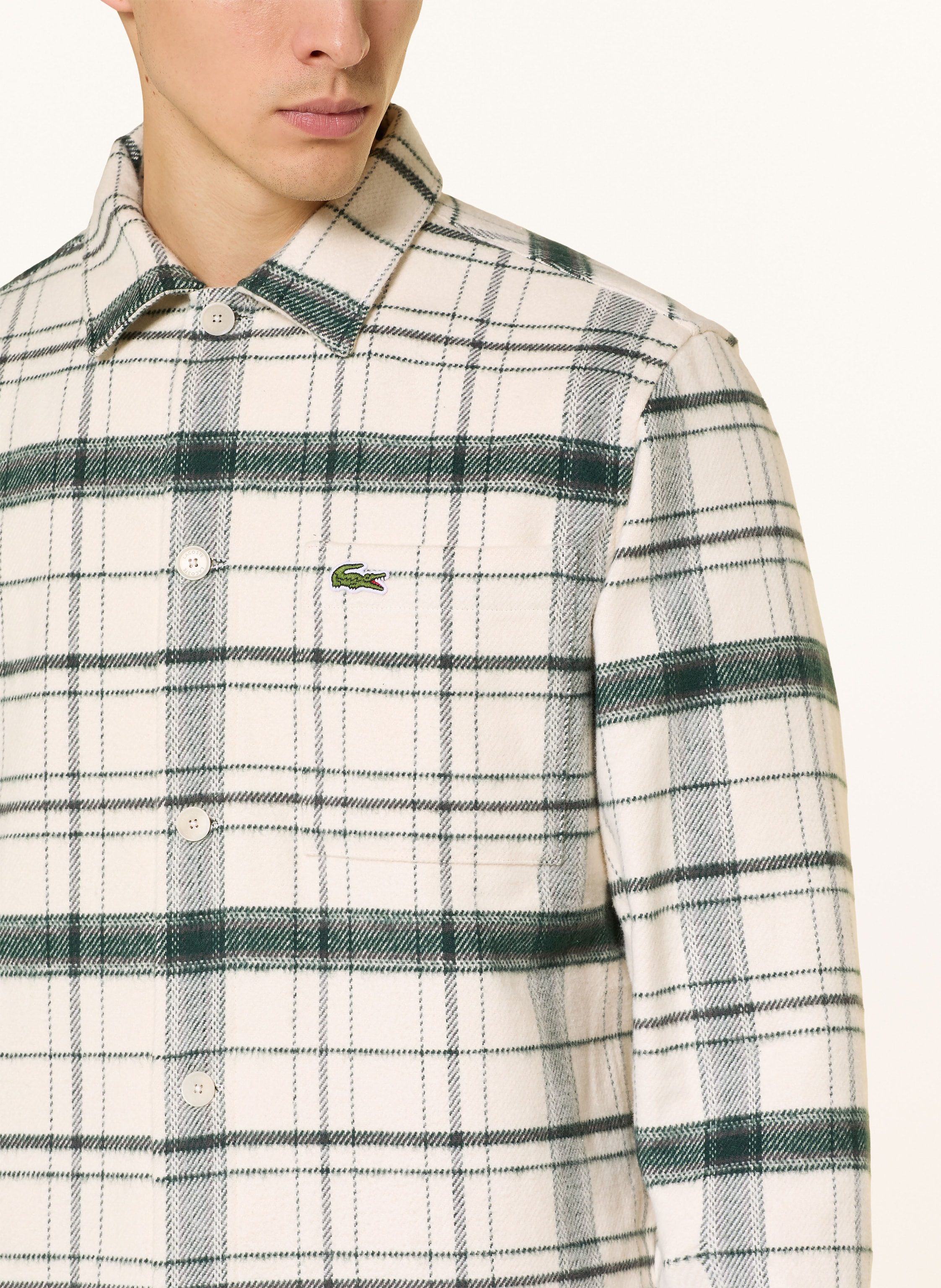 Thumbnail - Lacoste Flanell-Overjacket weiss