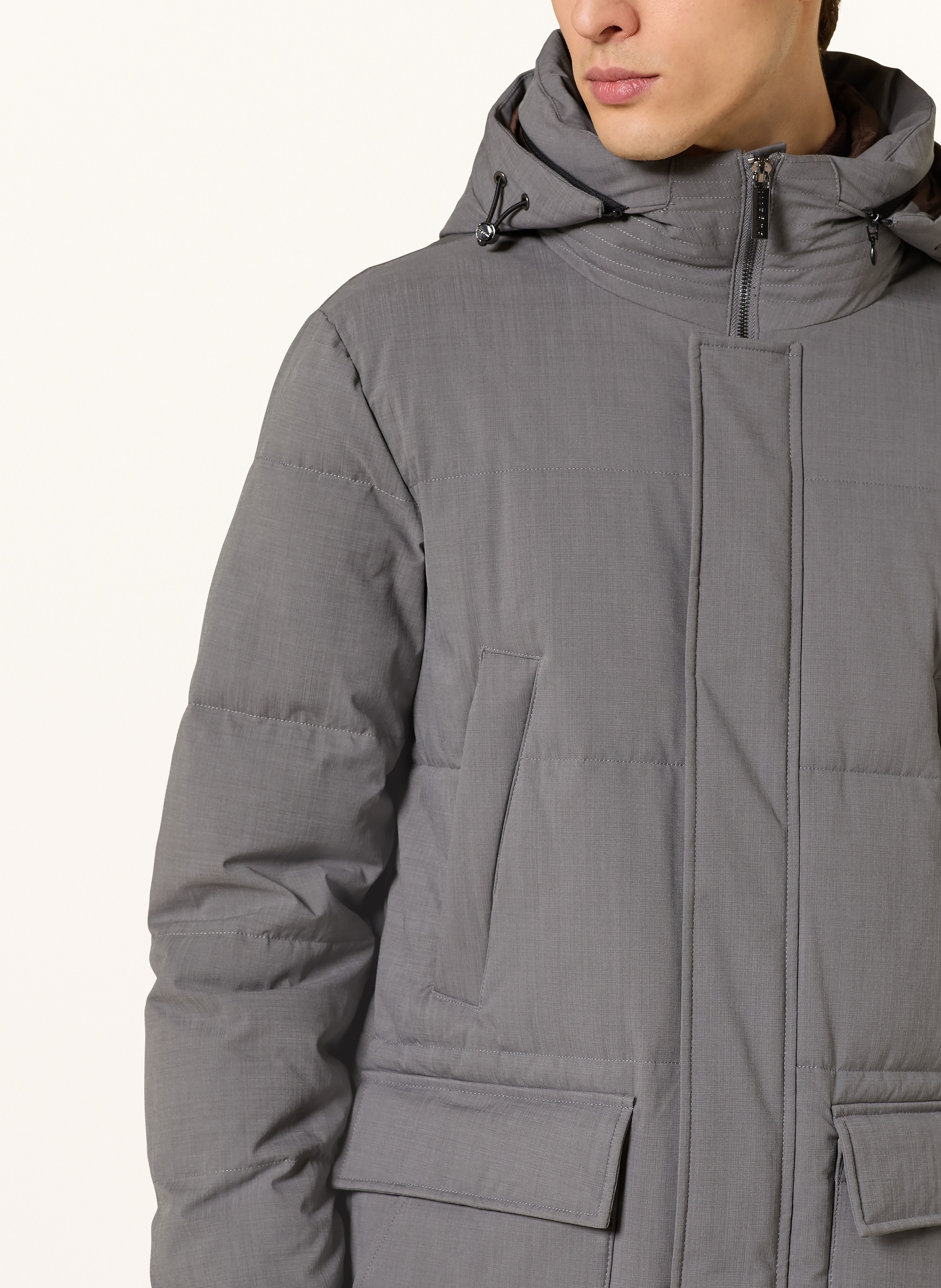 Thumbnail - Bugatti Parka Mit Abnehmbarer Kapuze grau