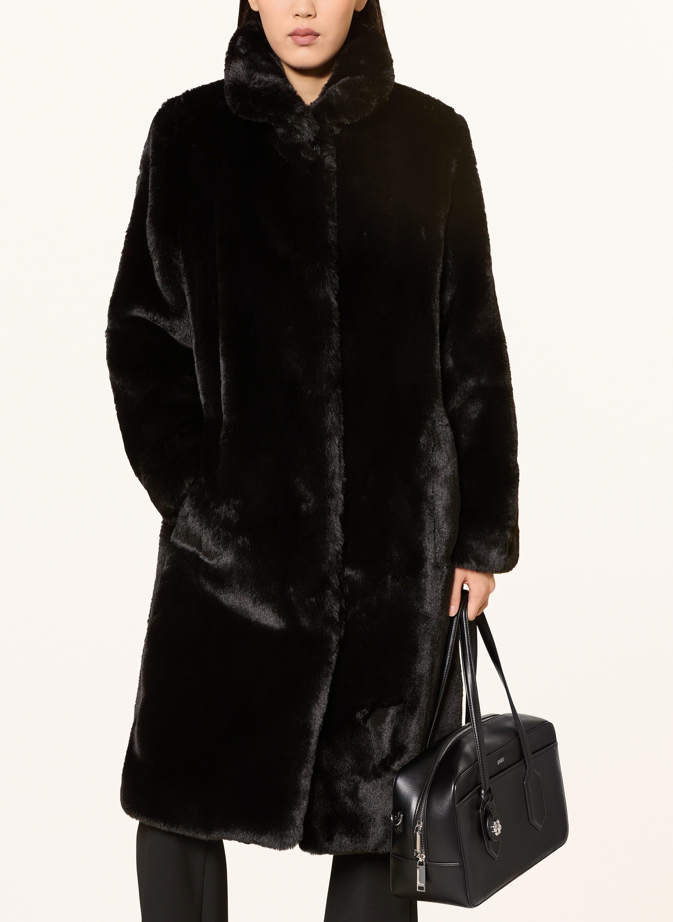 Thumbnail - Boss Kunstfell-Mantel Cetedia schwarz